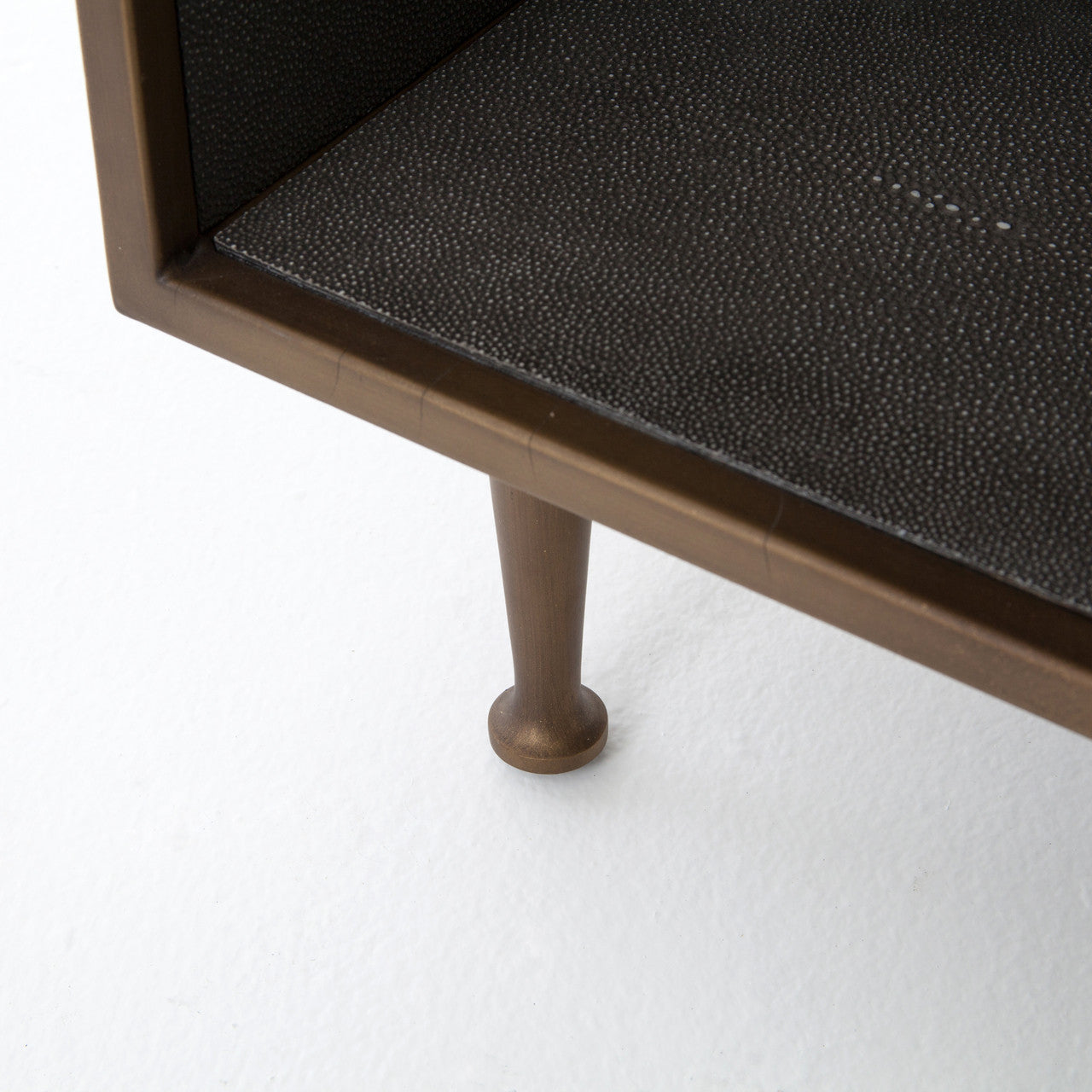 Hollywood Modern Shagreen Bedside Table - Antiqued Brass