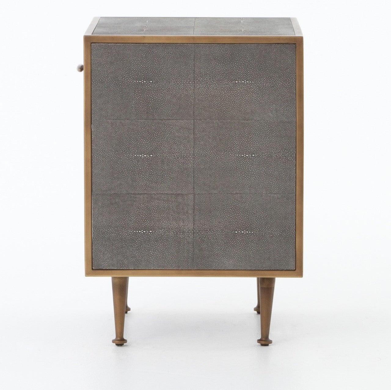 Hollywood Modern Shagreen Bedside Table - Antiqued Brass