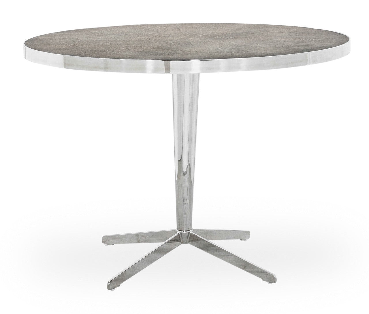 Hollywood Modern Shagreen Round Dining Table - Silver