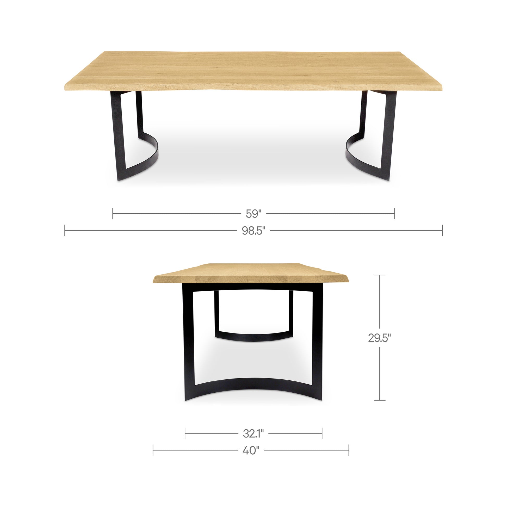 Bent Dining Table Small Oak by Moe's Home Collection - view 3