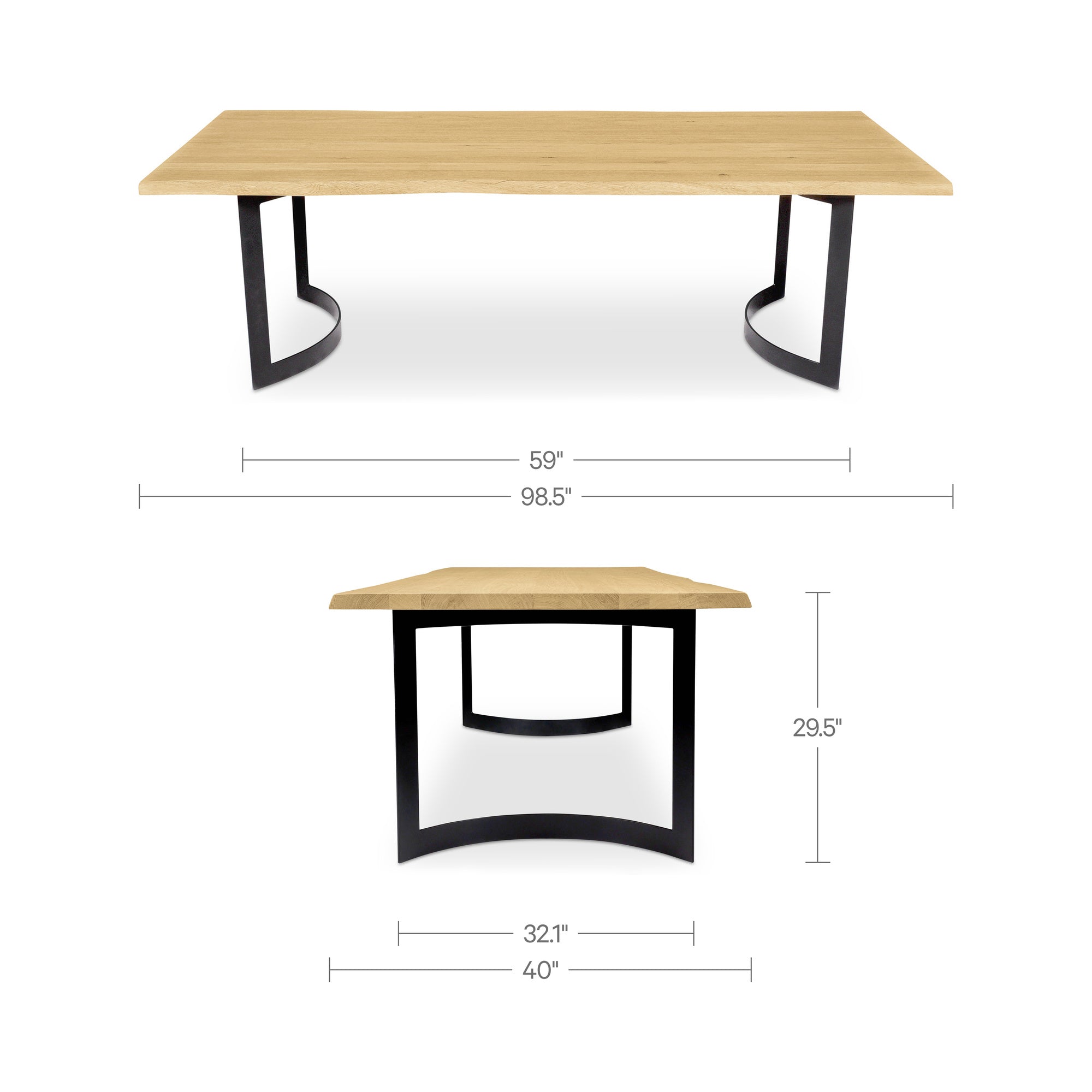 Bent Dining Table Small Oak by Moe's Home Collection - view 3