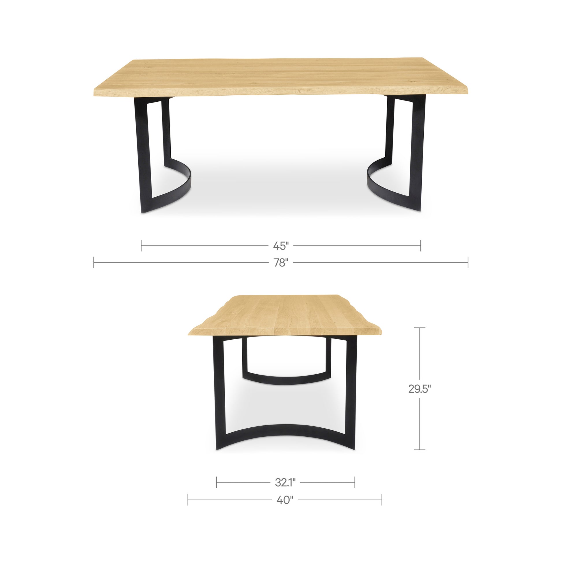 Bent Dining Table Extra Small Oak by Moe's Home Collection - view 3