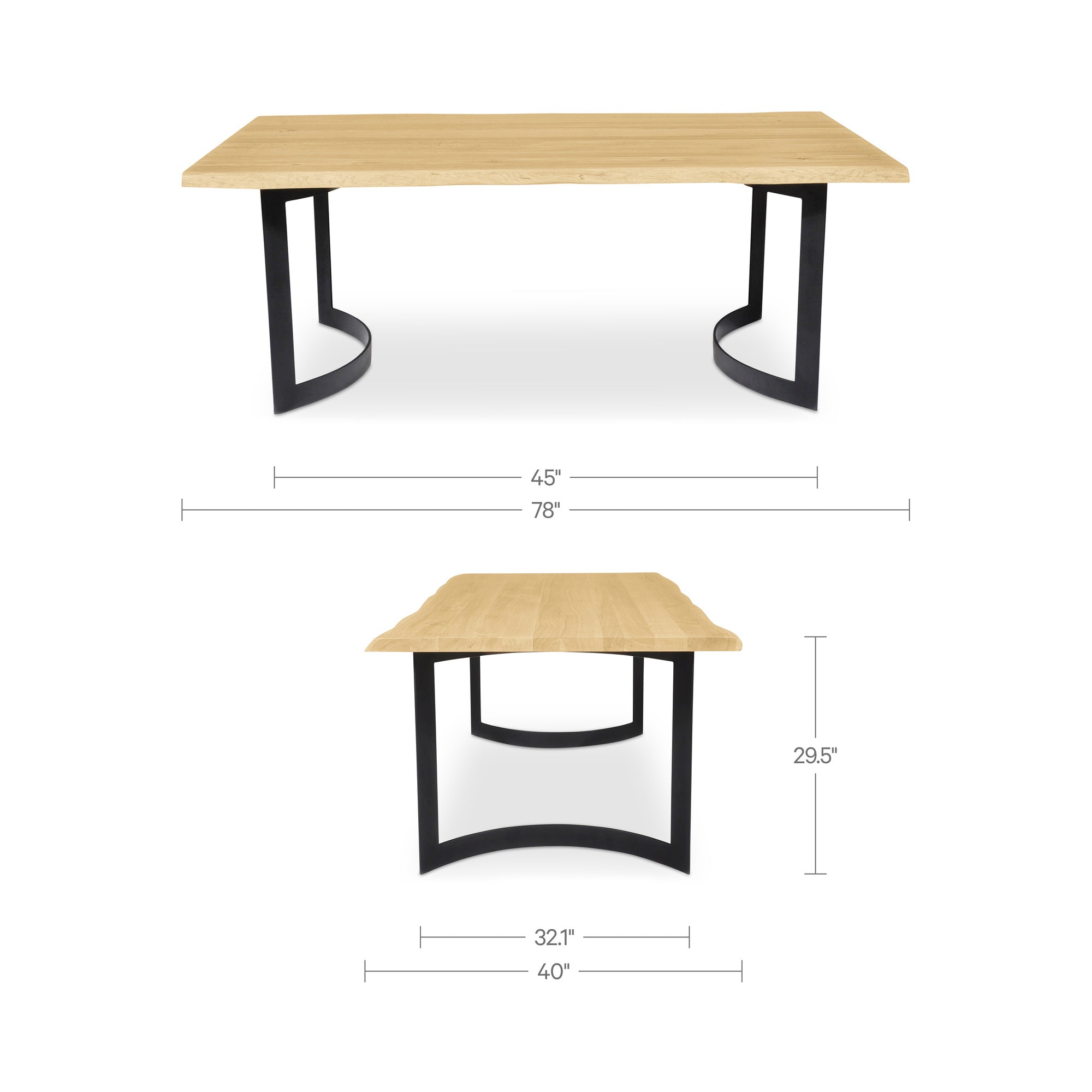 Bent Dining Table Extra Small Oak by Moe's Home Collection - view 3