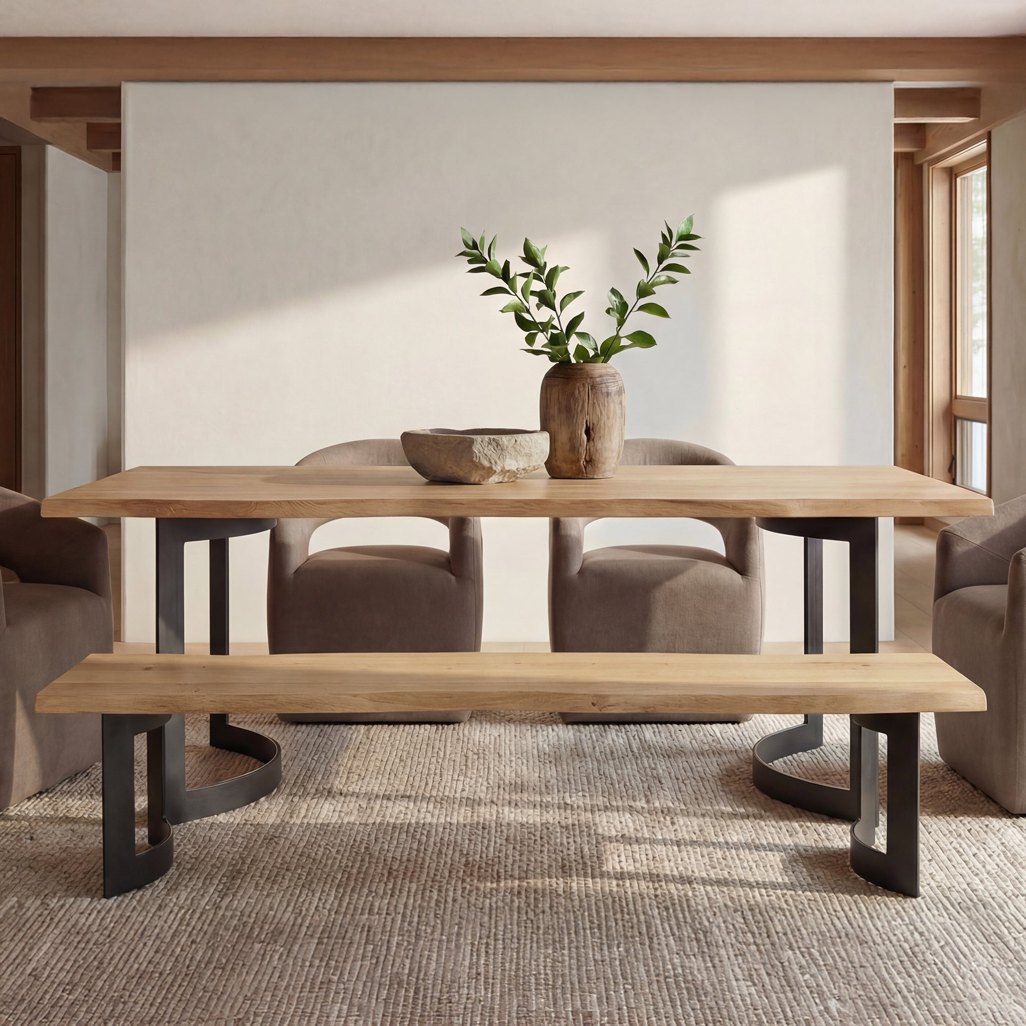 Bent Bench Extra Small Oak by Moe's Home Collection - view 2