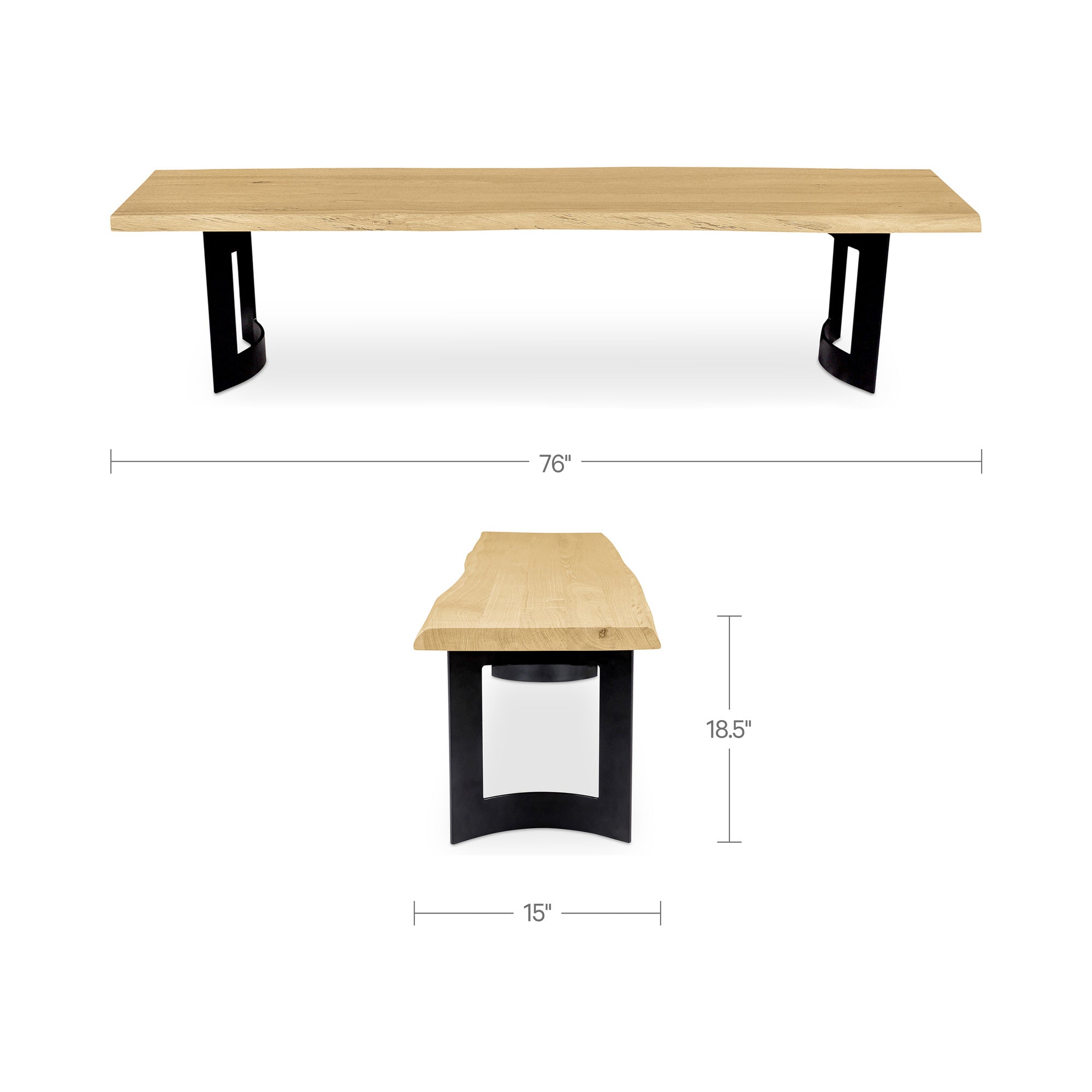 Bent Bench Extra Small Oak by Moe's Home Collection - view 3