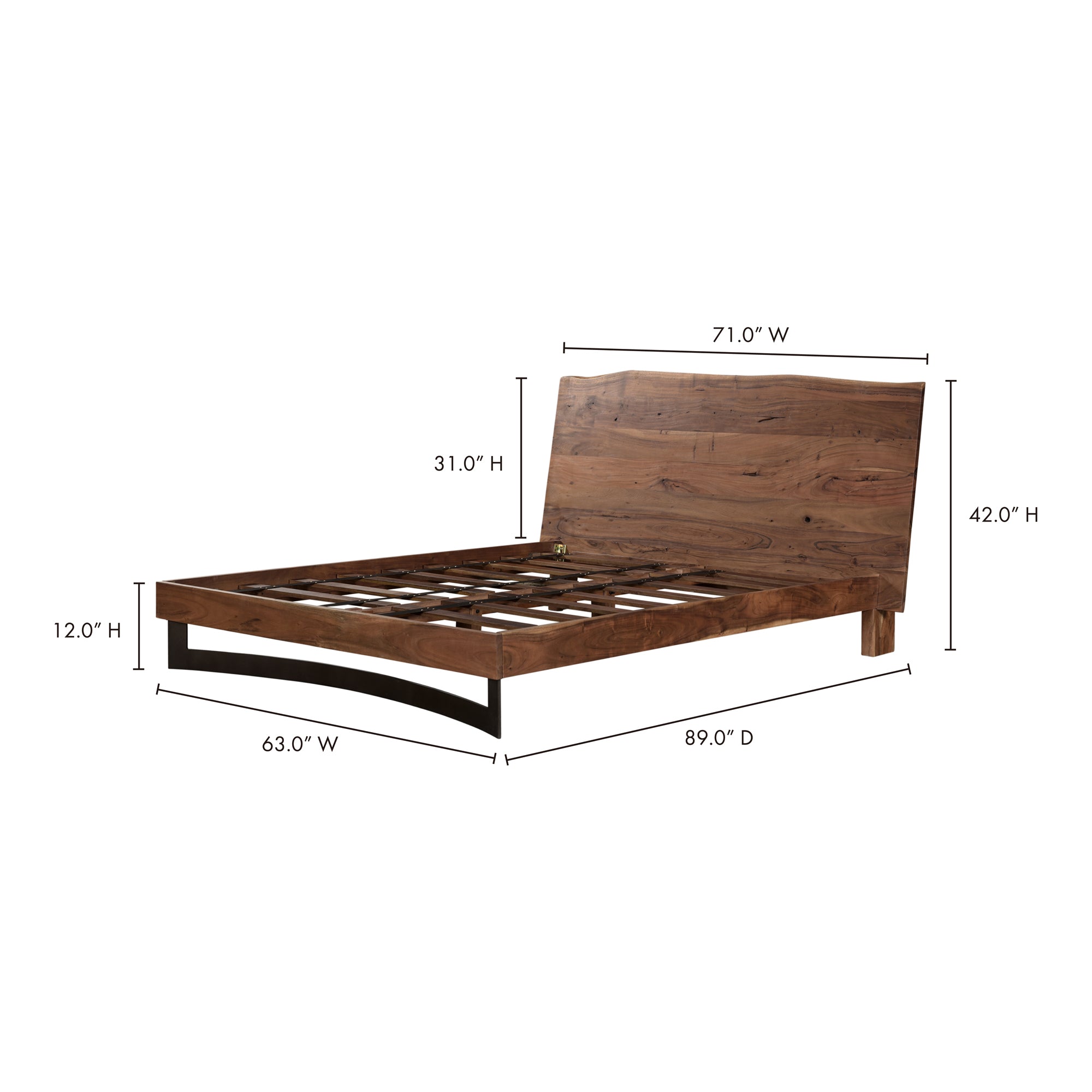 Bent Queen Size Bed Brown by Moe's Home Collection - view 5