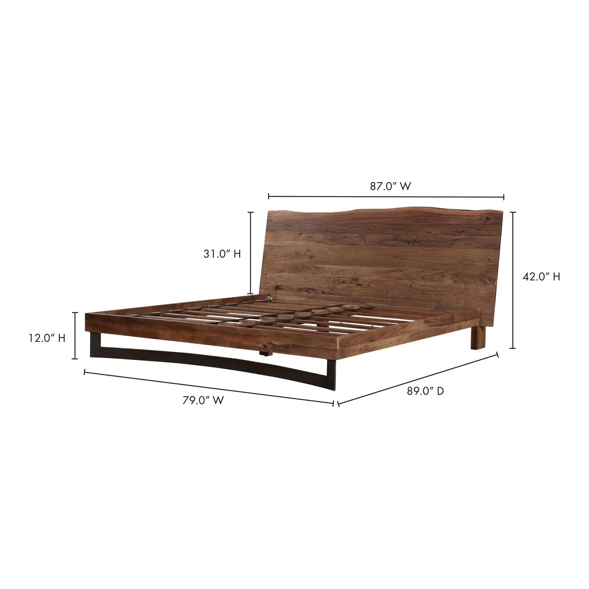 Bent King Size Bed Brown by Moe's Home Collection - view 6