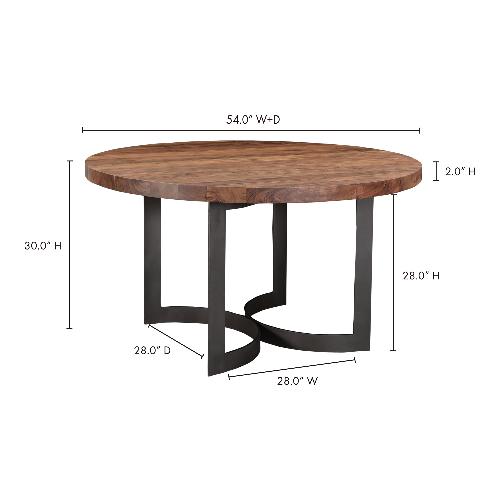 Bent Round Dining Table 54In Brown by Moe's Home Collection - view 5