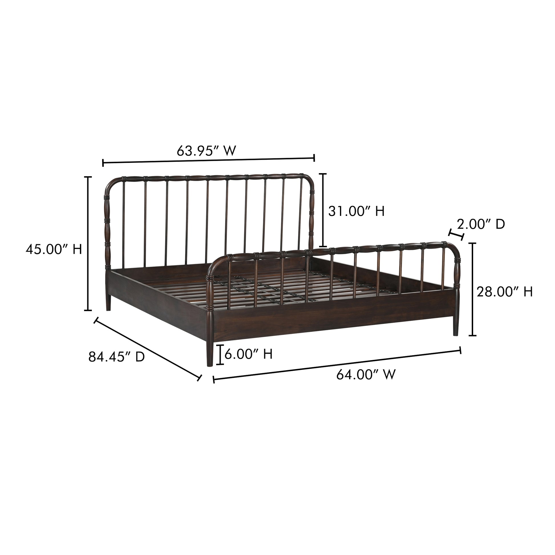 Vivian Queen Bed Dark Brown by Moe's Home Collection - view 5