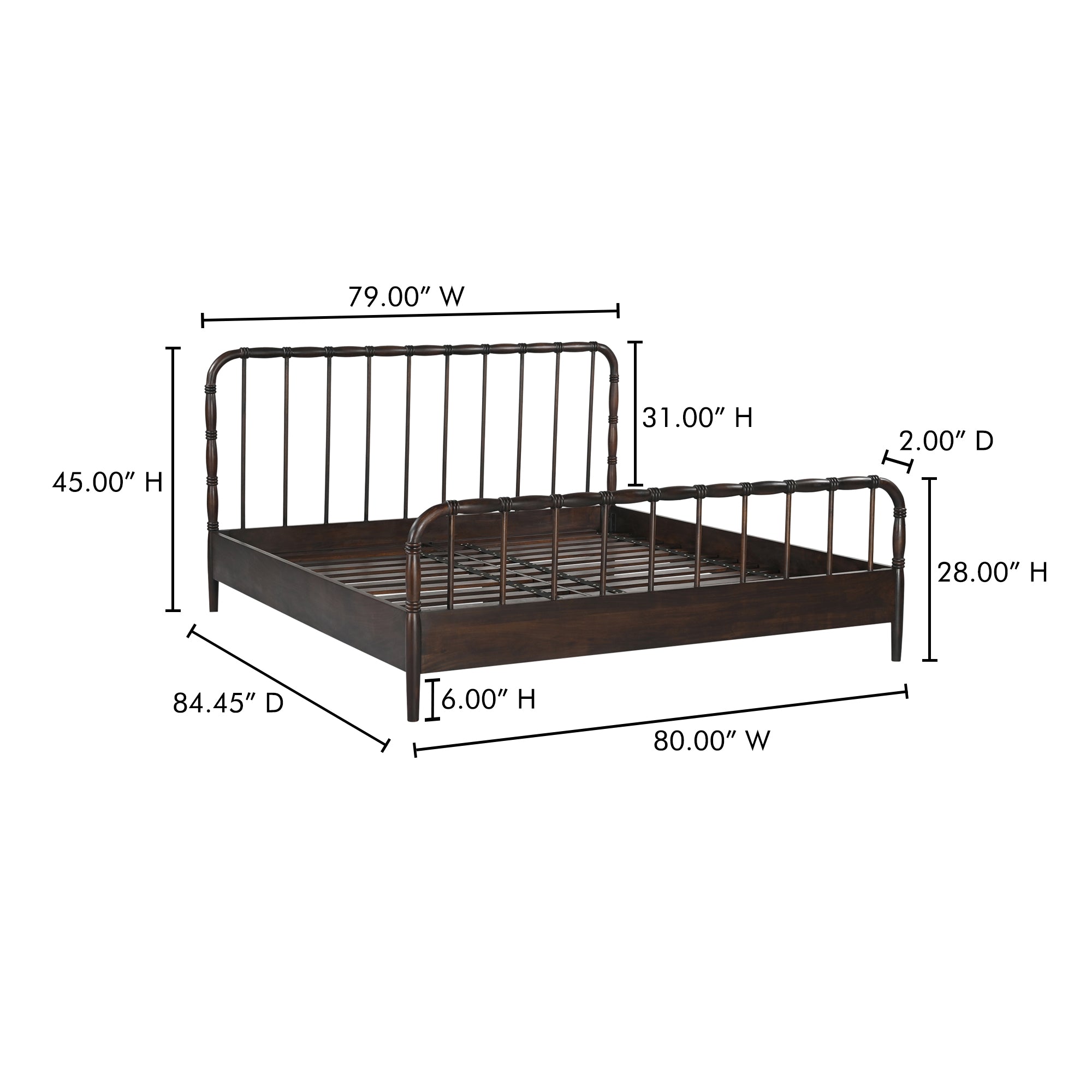 Vivian King Bed Dark Brownn by Moe's Home Collection - view 5