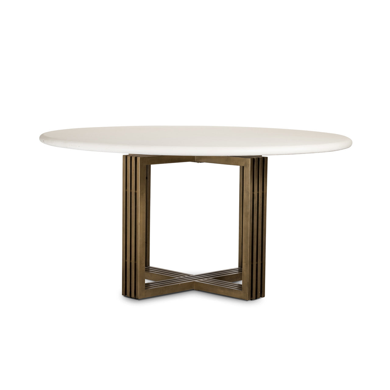 Mia Brass Leg Concrete Top Round Dining Table 60"