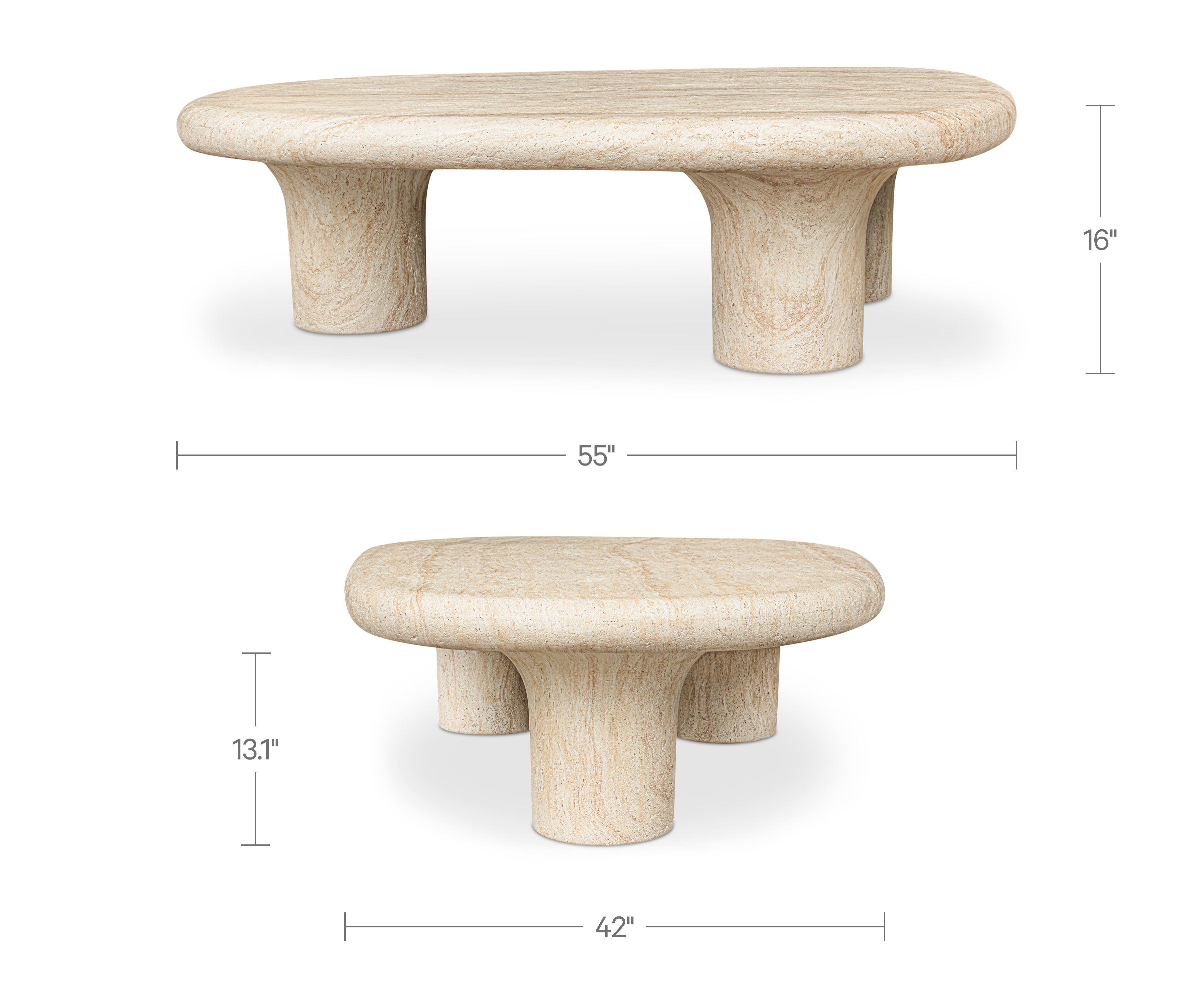 Warby Outdoor Coffee Table beige by Moe's Home Collection - view 9