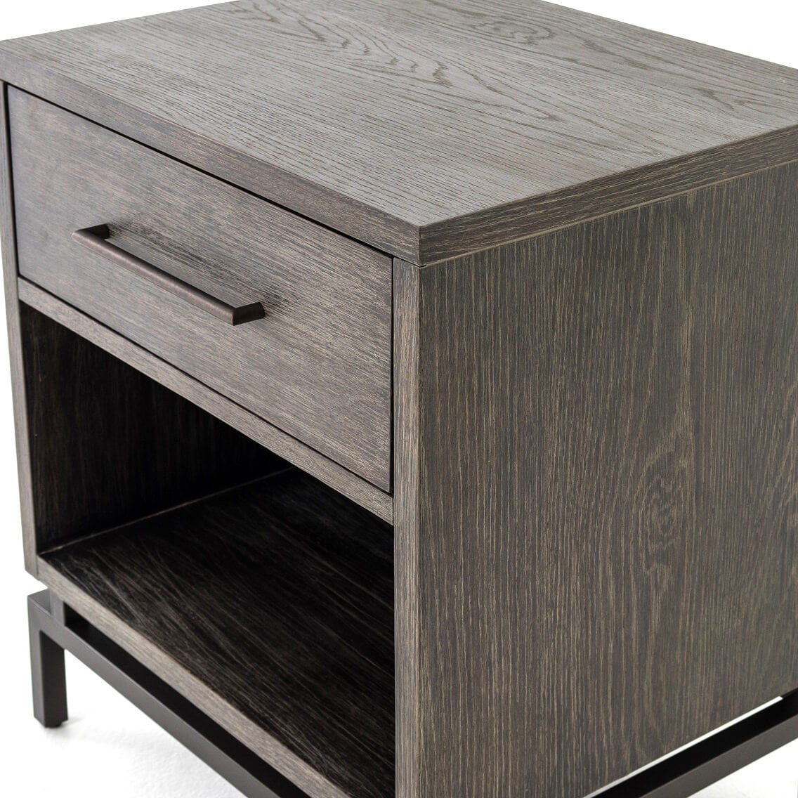Alexa Industrial Modern Iron & Oak 1 Drawer Nightstand