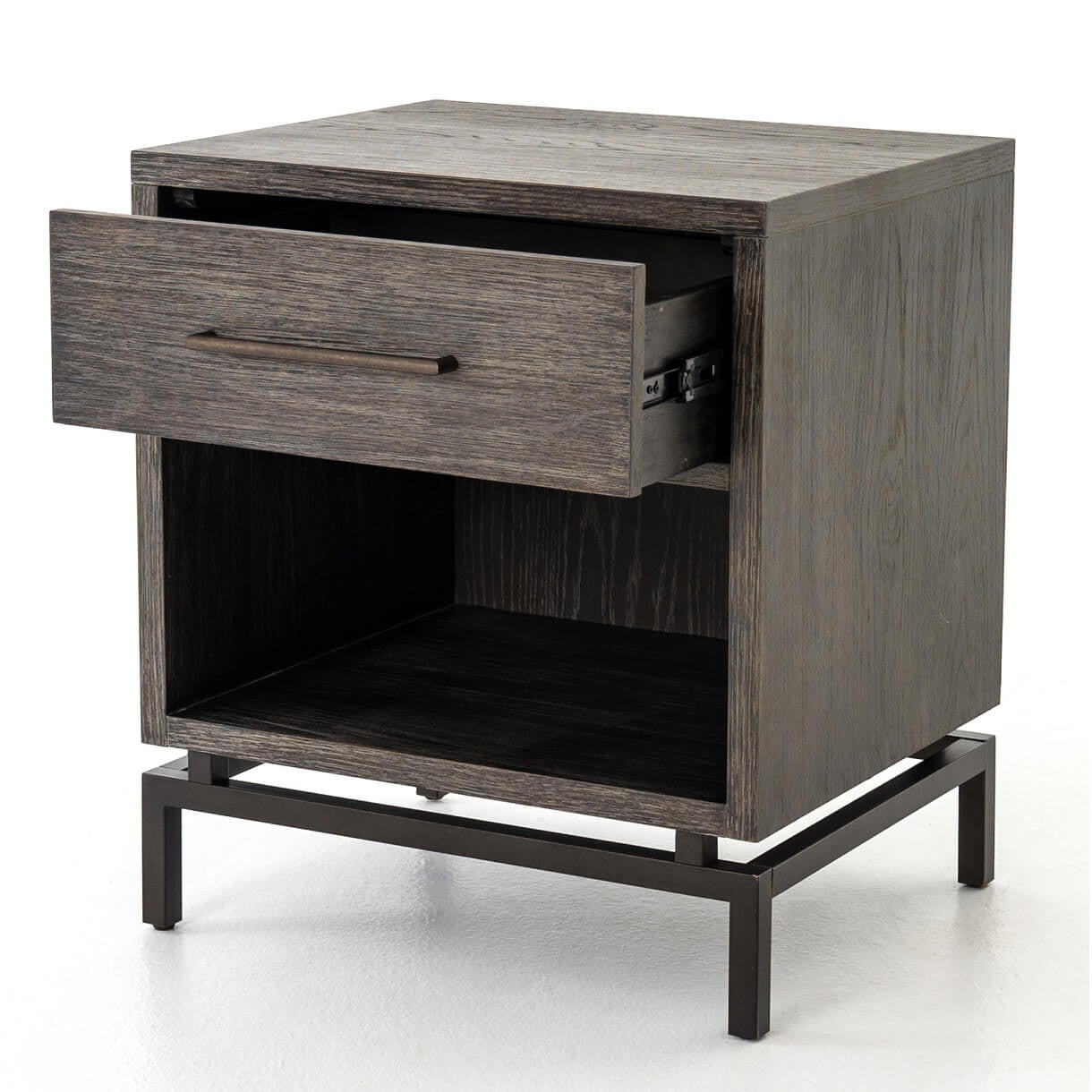 Alexa Industrial Modern Iron & Oak 1 Drawer Nightstand