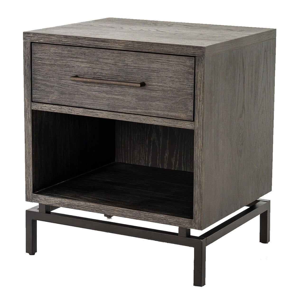 Alexa Industrial Modern Iron & Oak Nightstand