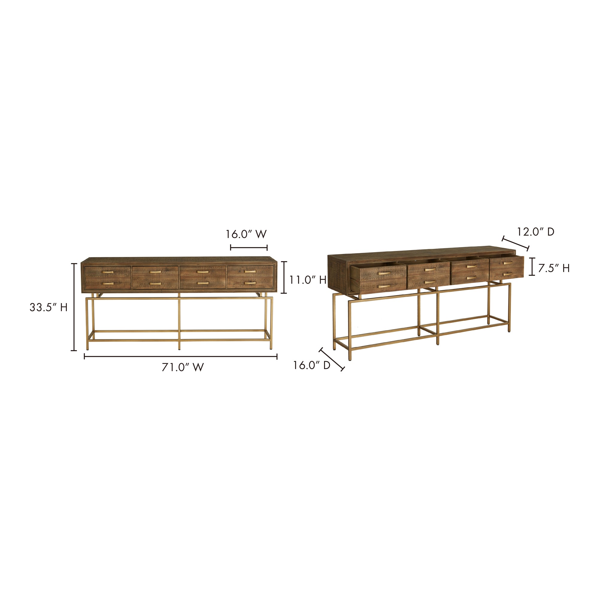 Annecy Console Table Natural by Moe's Home Collection - view 8