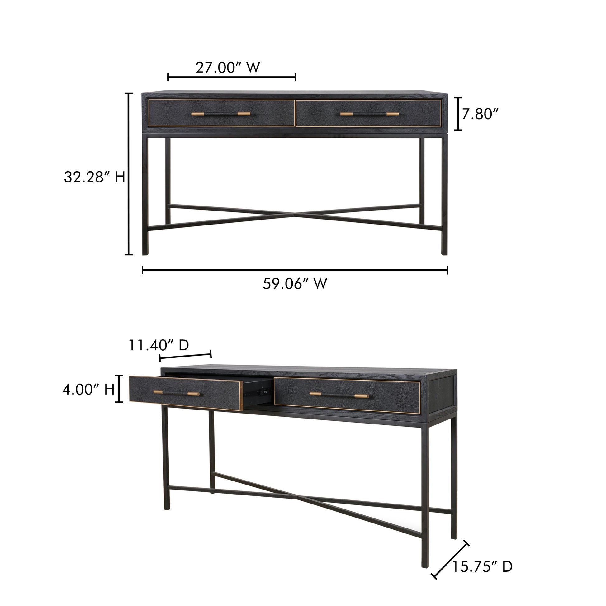 Mako Console Table Black by Moe's Home Collection - view 5