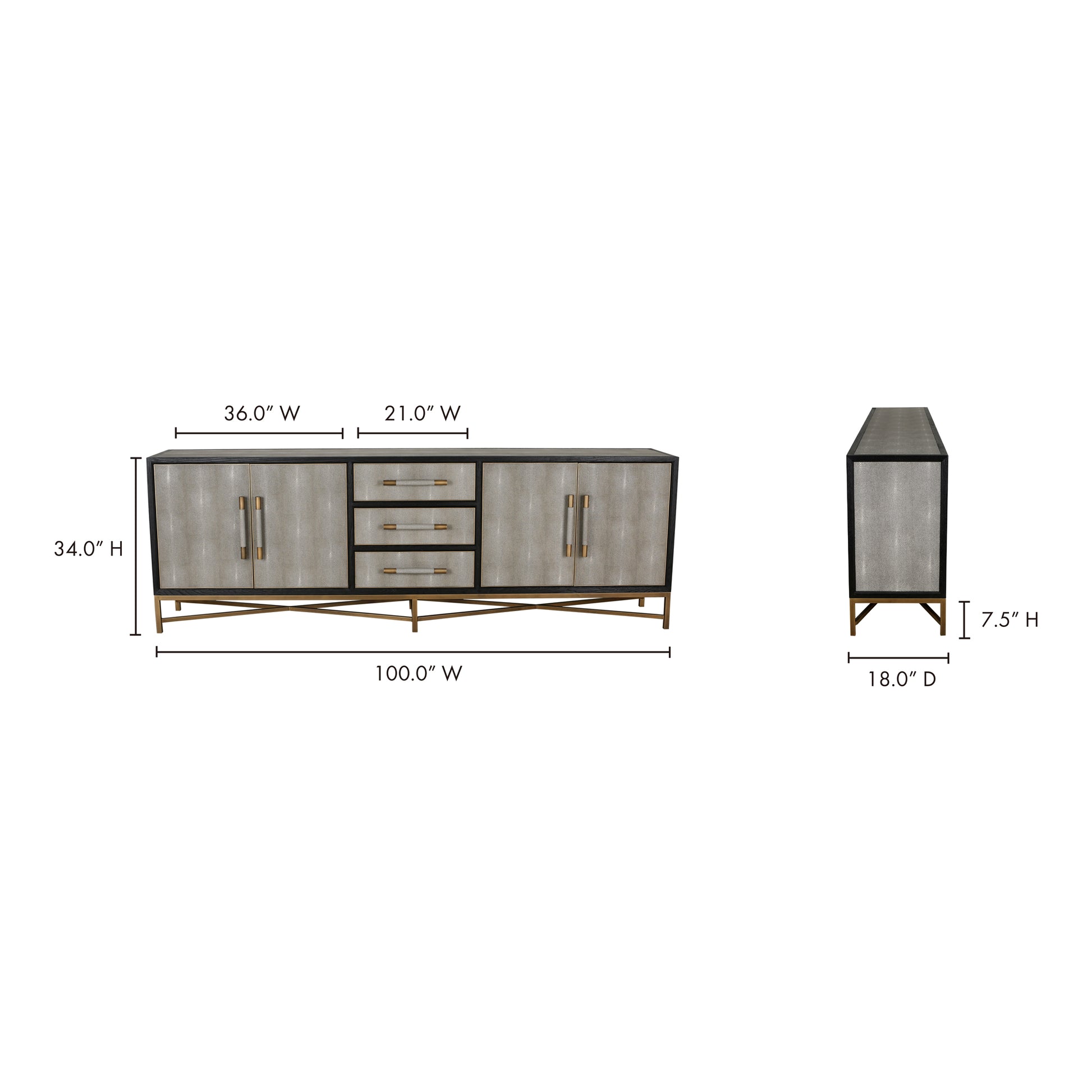 Mako Sideboard Large Grey by Moe's Home Collection - view 8