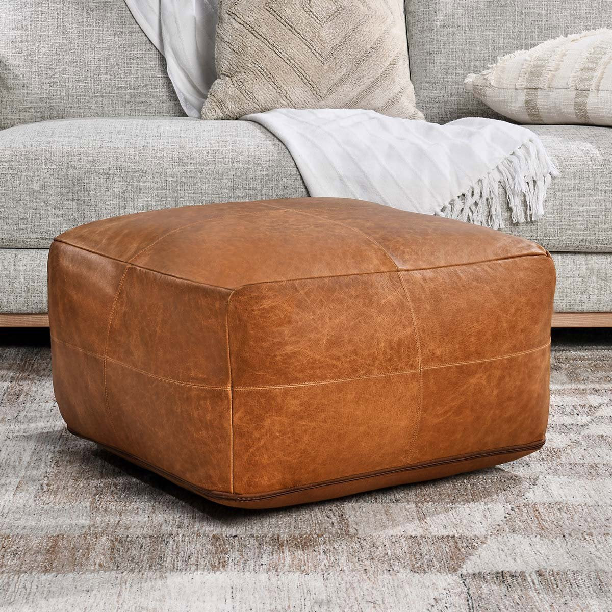 Leather Pouf