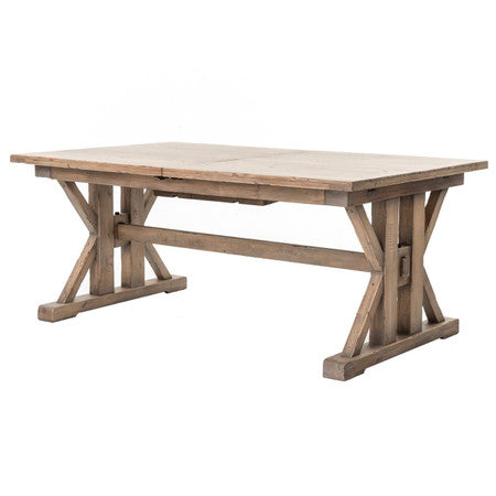 Coastal Natural Wood Trestle Extension Dining Table 96"