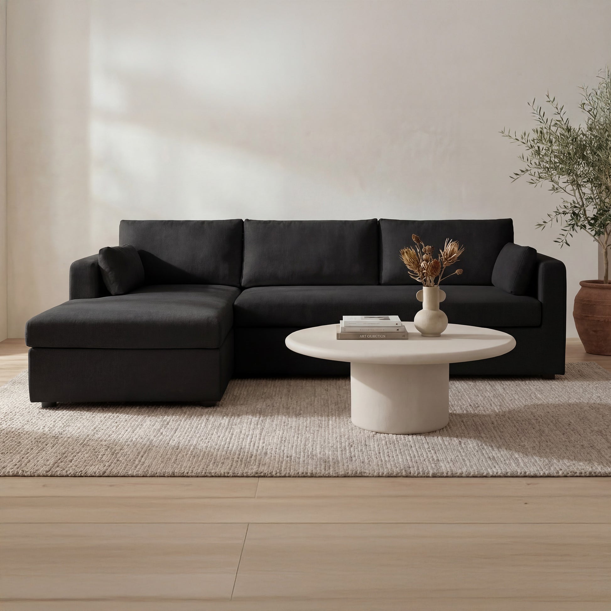 Burrow Sleeper Sectional With Storage Chaise Black Left by Moe's Home Collection - view 2