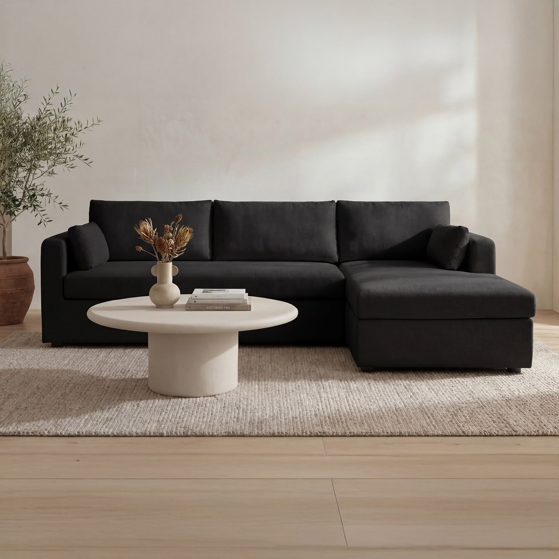 Burrow Sleeper Sectional With Storage Chaise Black Right by Moe's Home Collection - view 2