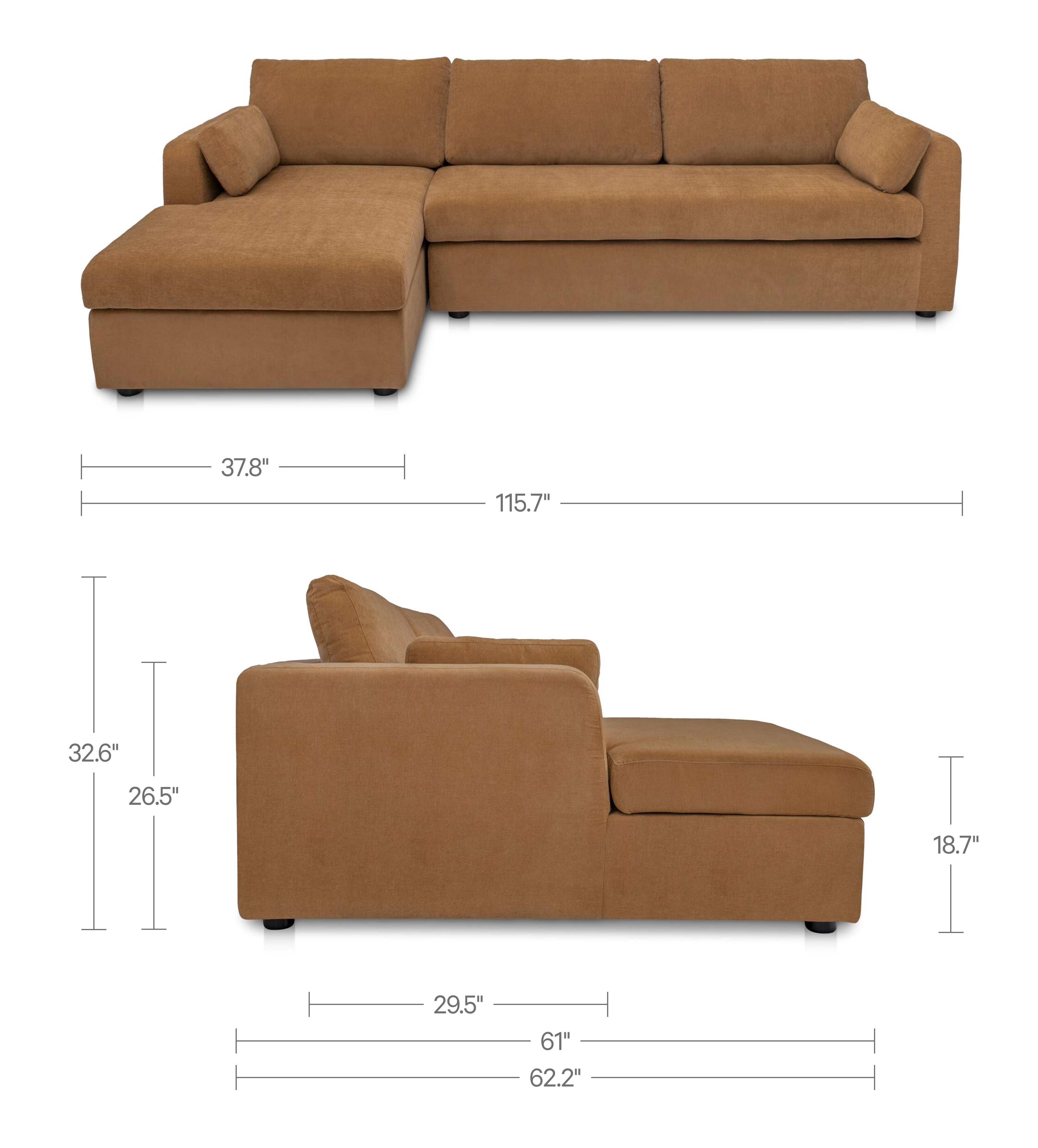Burrow Sleeper Sectional With Storage Chaise Ginger Left by Moe's Home Collection - view 3