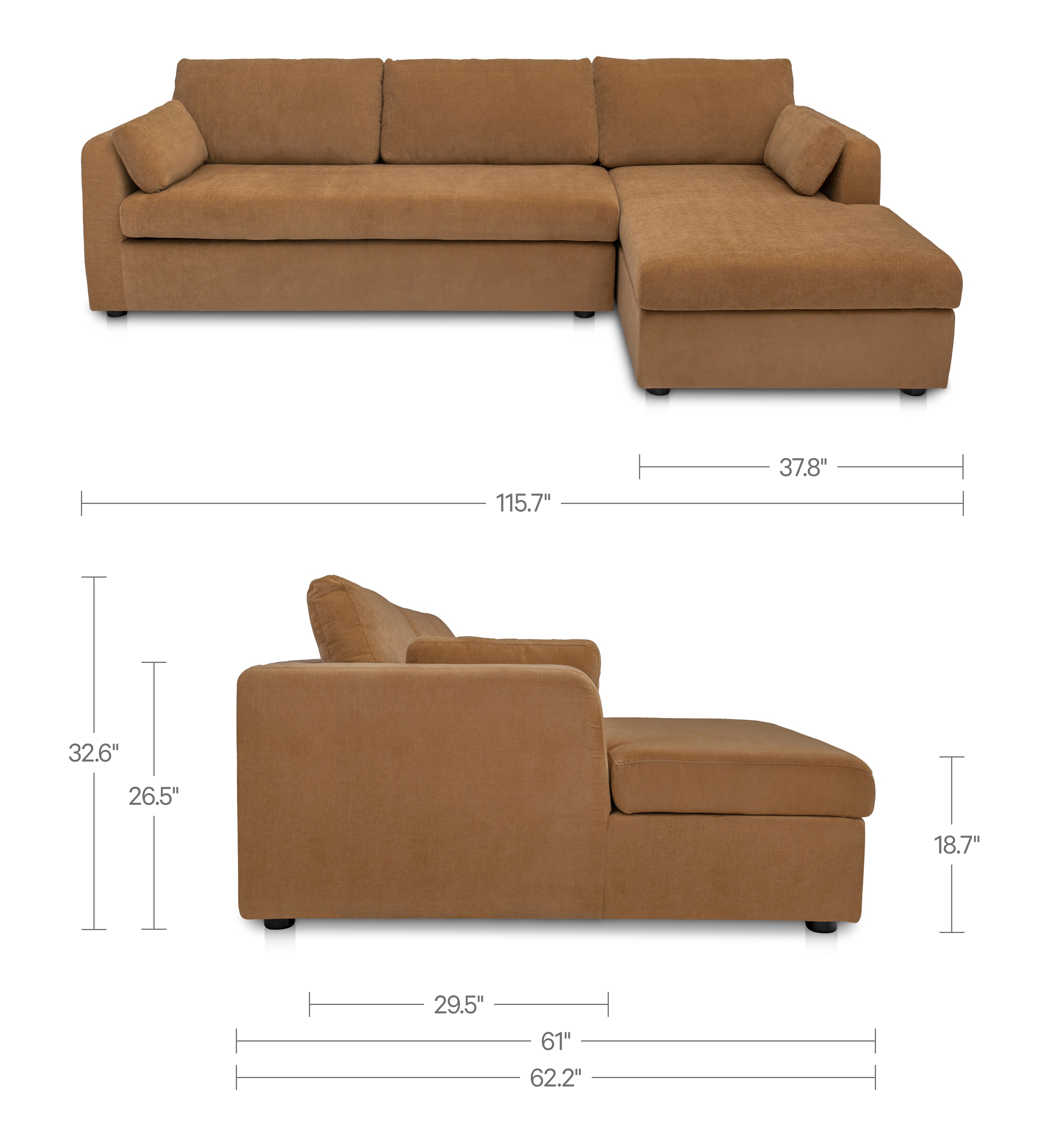 Burrow Sleeper Sectional With Storage Chaise Ginger Right by Moe's Home Collection - view 3