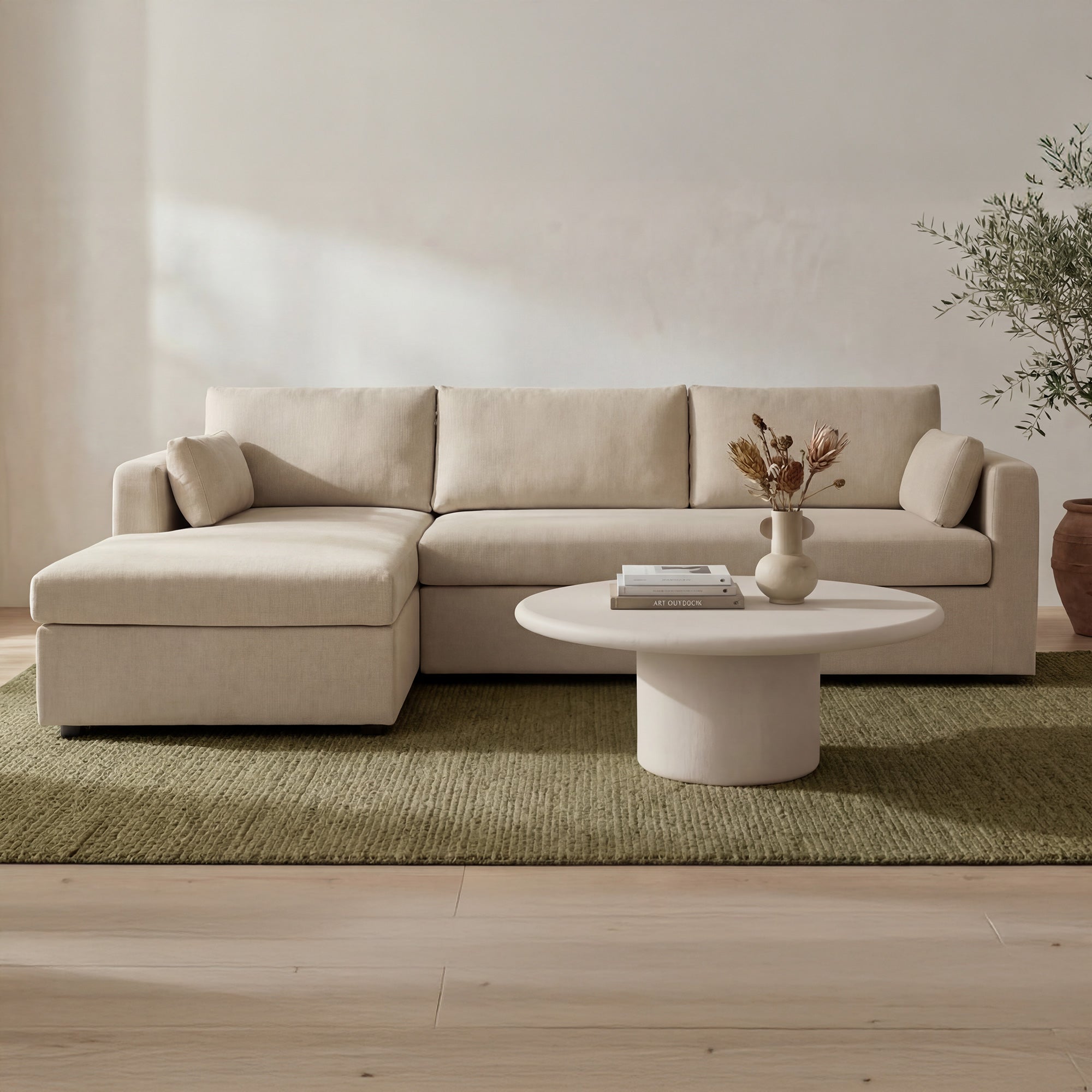 Burrow Sleeper Sectional With Storage Chaise Sand Left by Moe's Home Collection - view 2
