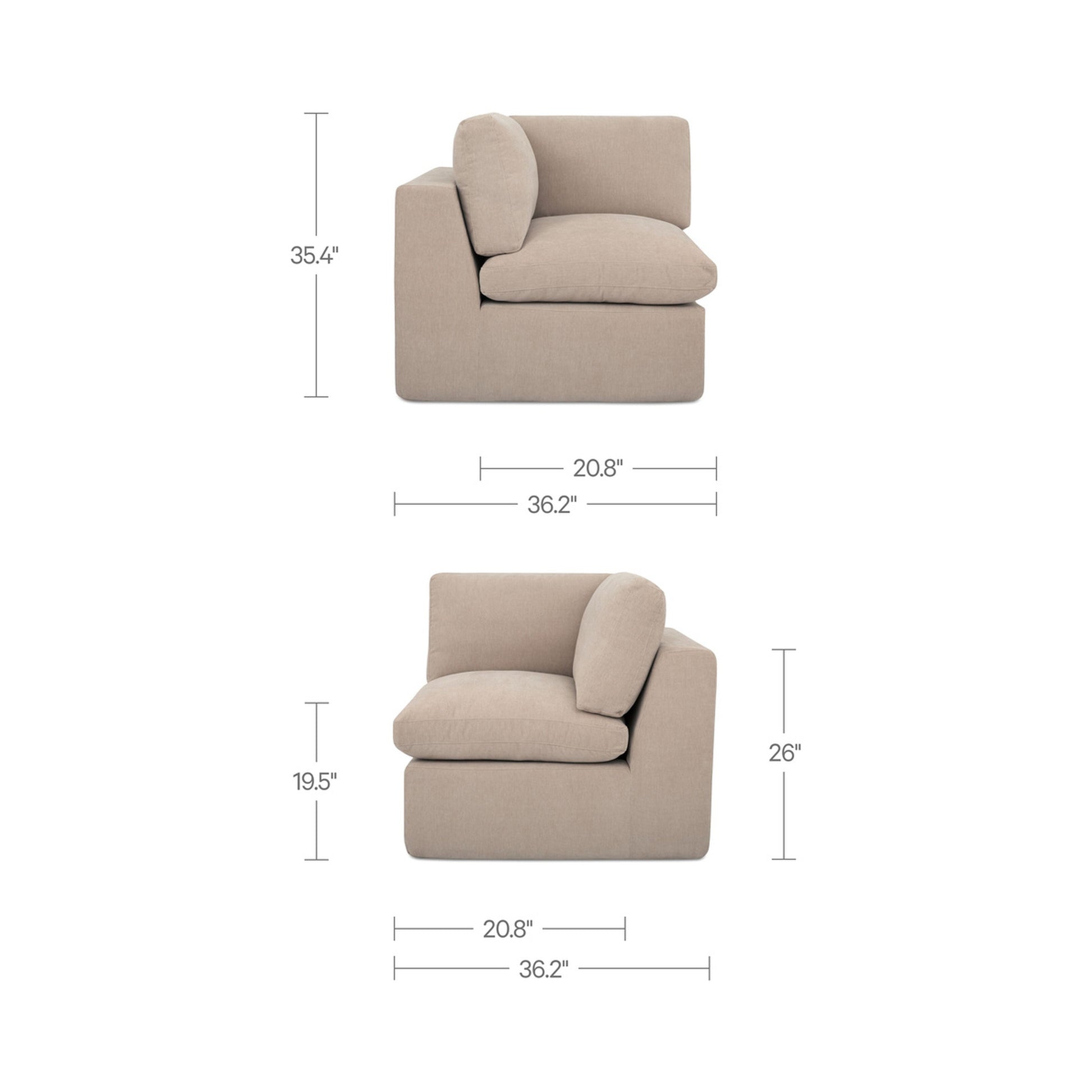 Cates Corner Chair Pebble by Moe's Home Collection - view 5
