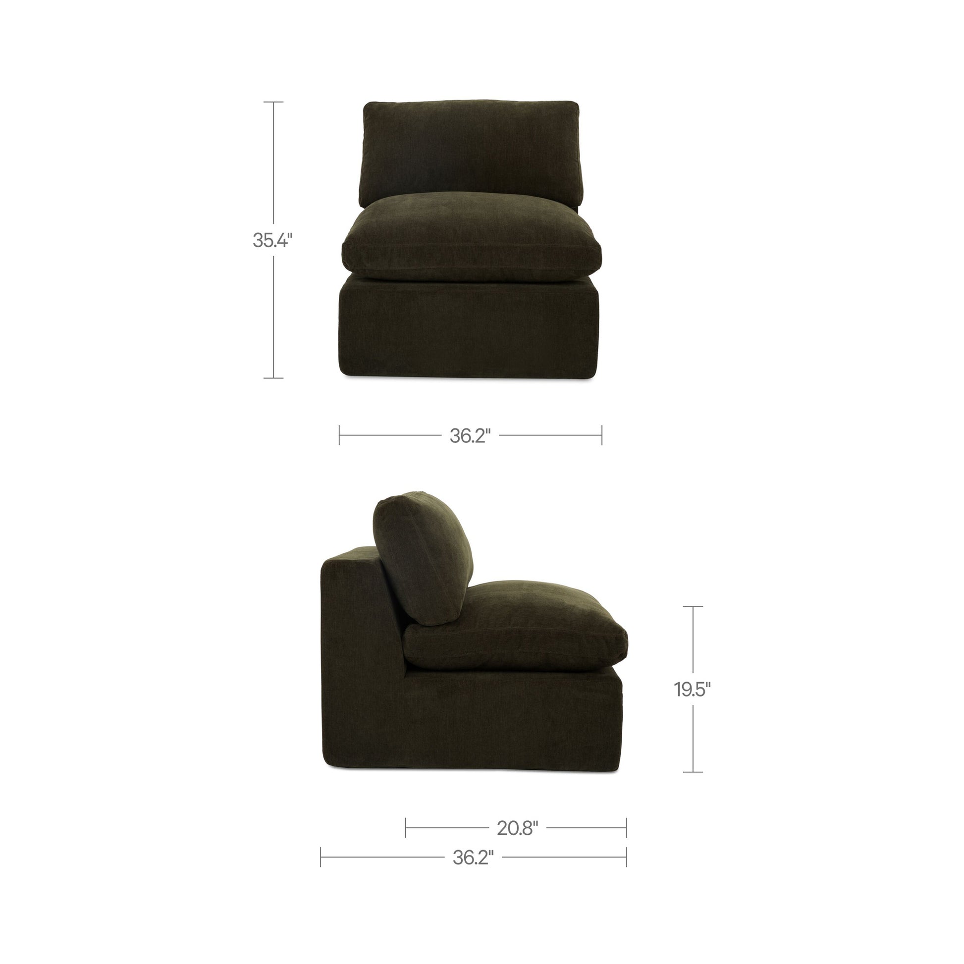 Cates Slipper Chair Dark Green by Moe's Home Collection - view 5