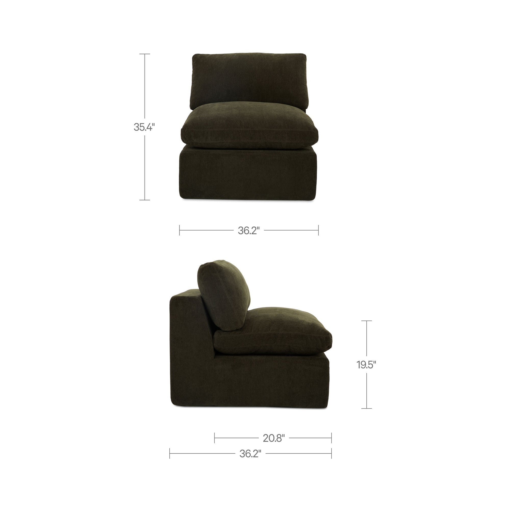 Cates Slipper Chair Dark Green by Moe's Home Collection - view 5