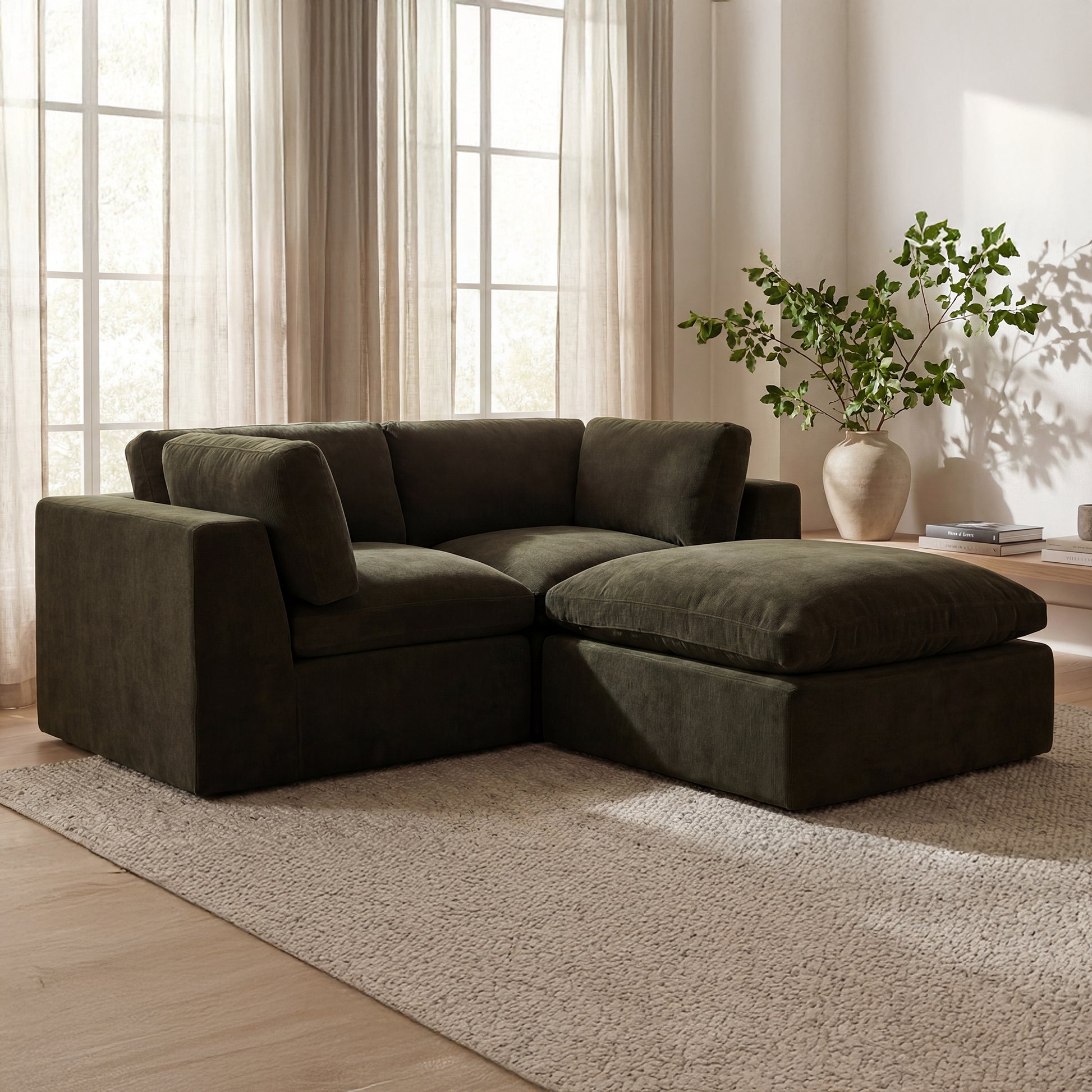 Cates Ottoman Dark Green by Moe's Home Collection - view 4
