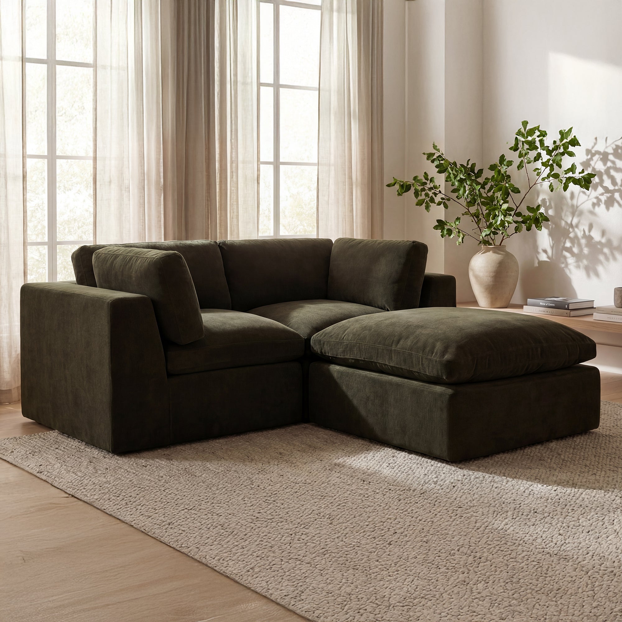 Cates Ottoman Dark Green by Moe's Home Collection - view 4