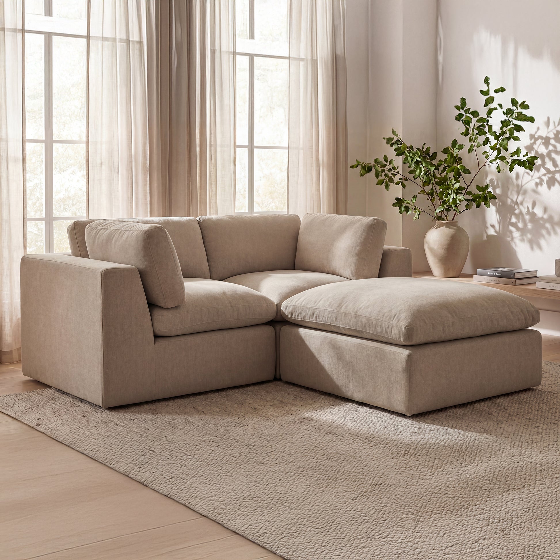 Cates Ottoman Pebble by Moe's Home Collection - view 4