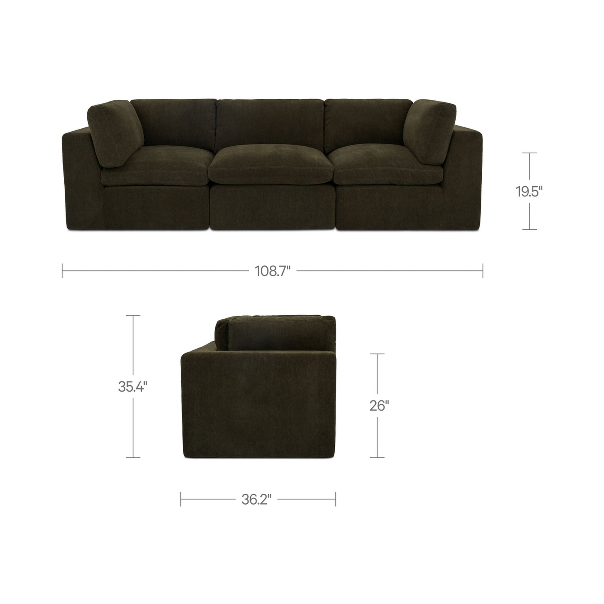 Cates Modular Sofa Dark Green by Moe's Home Collection - view 5