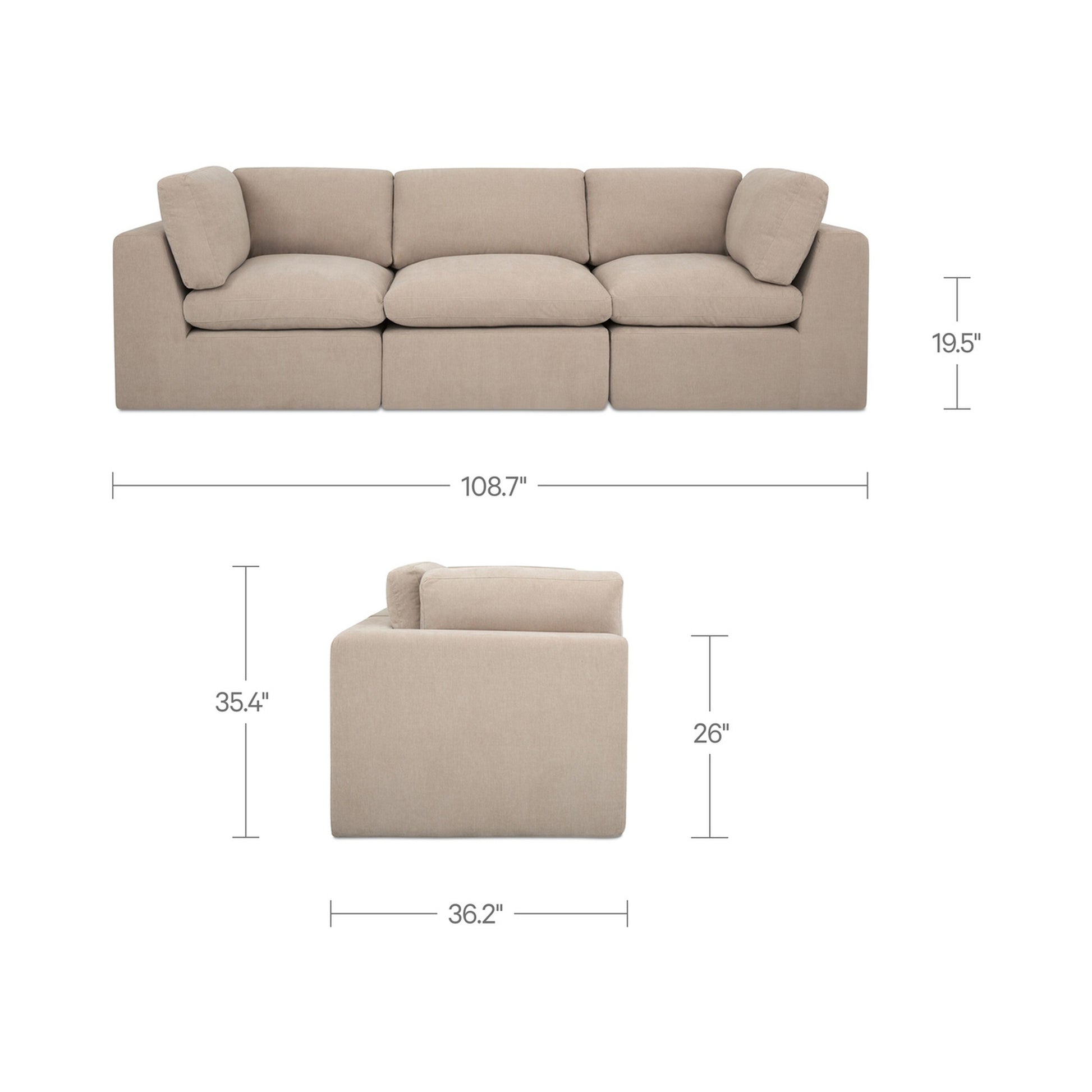 Cates Modular Sofa Pebble by Moe's Home Collection - view 5