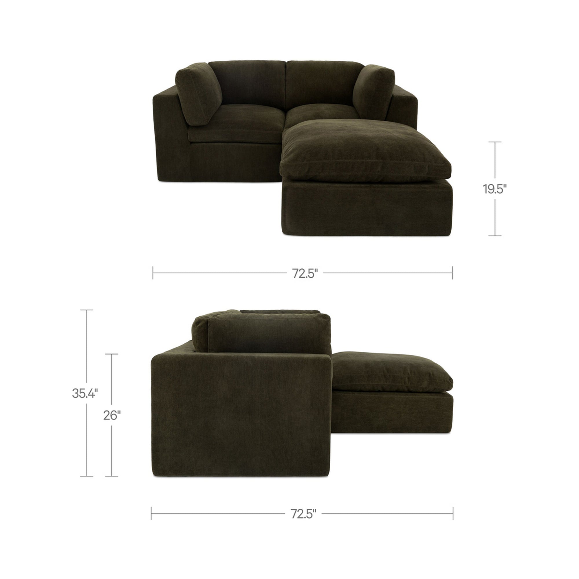 Cates Nook Modular Sectional Dark Green by Moe's Home Collection - view 5