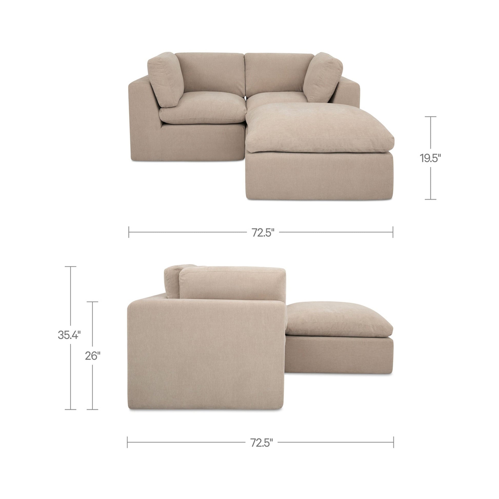 Cates Nook Modular Sectional Pebble by Moe's Home Collection - view 5