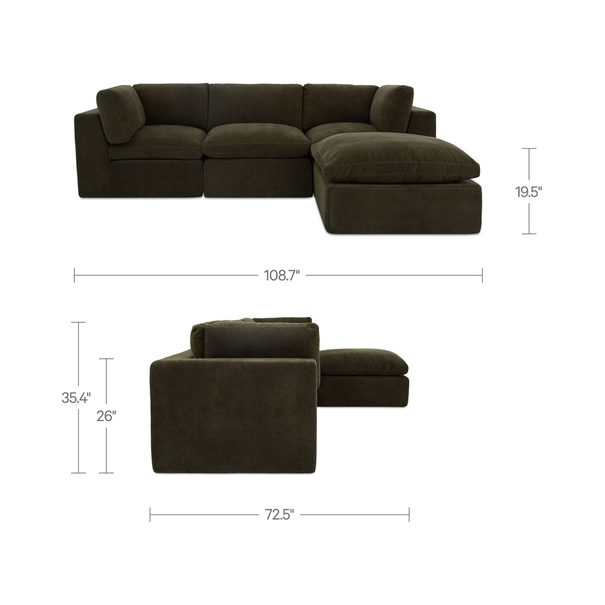 Cates Lounge Modular Sectional Dark Green by Moe's Home Collection - view 5