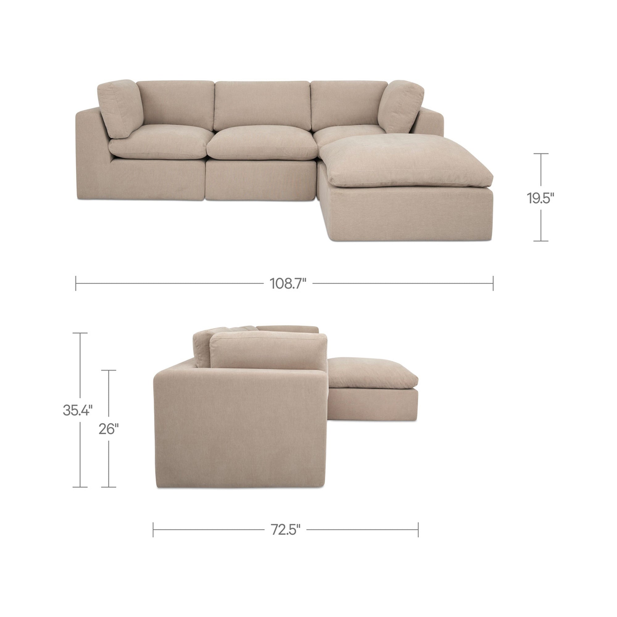 Cates Lounge Modular Sectional Pebble by Moe's Home Collection - view 5