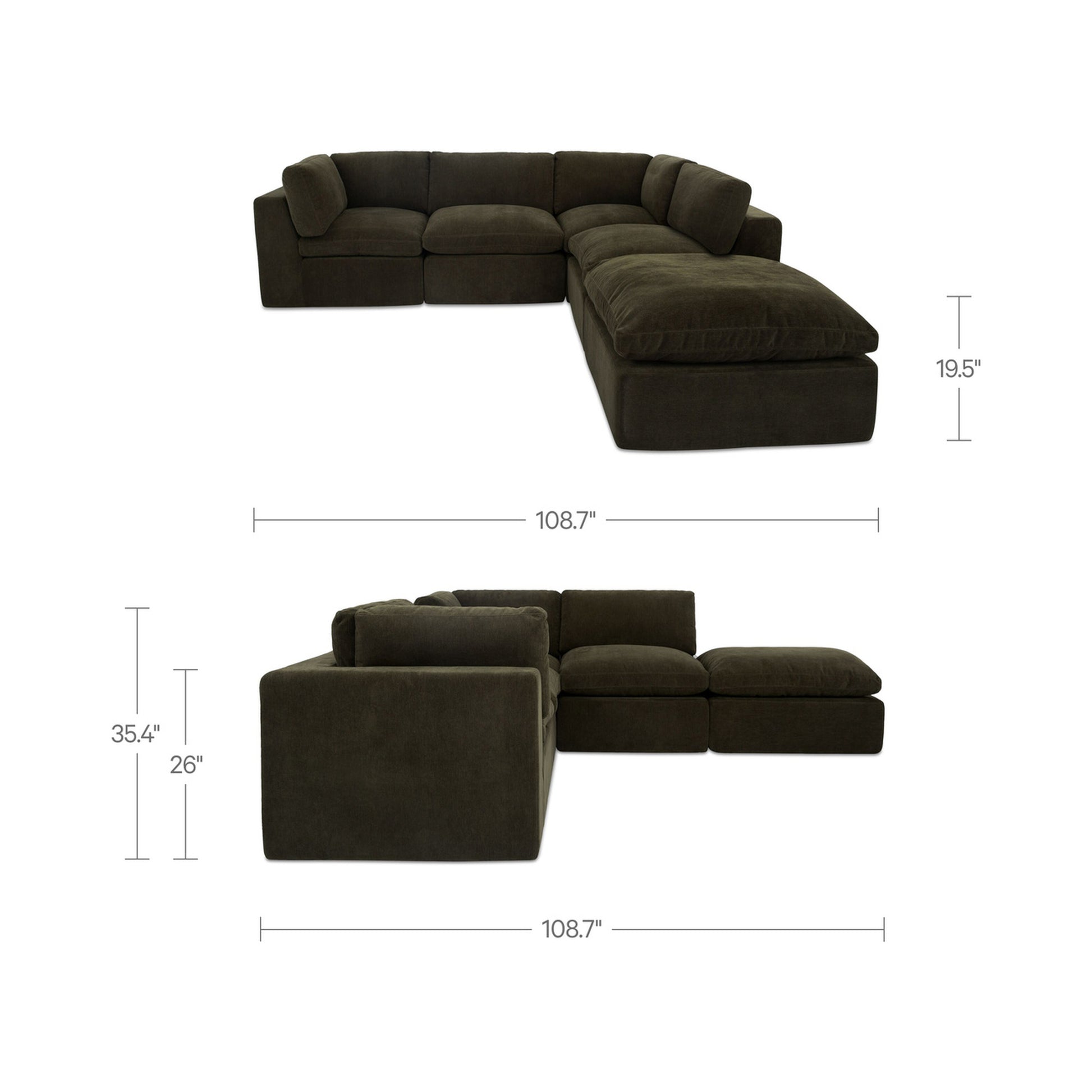 Cates Dream Modular Sectional Dark Green by Moe's Home Collection - view 5