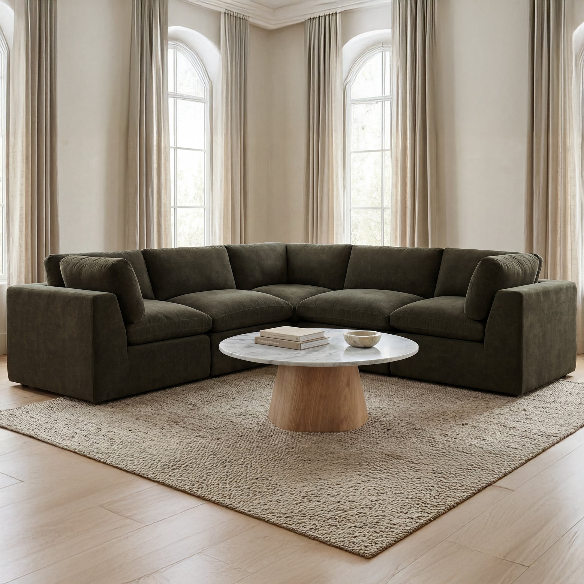 Cates Classic L Modular Sectional Dark Green by Moe's Home Collection - view 4