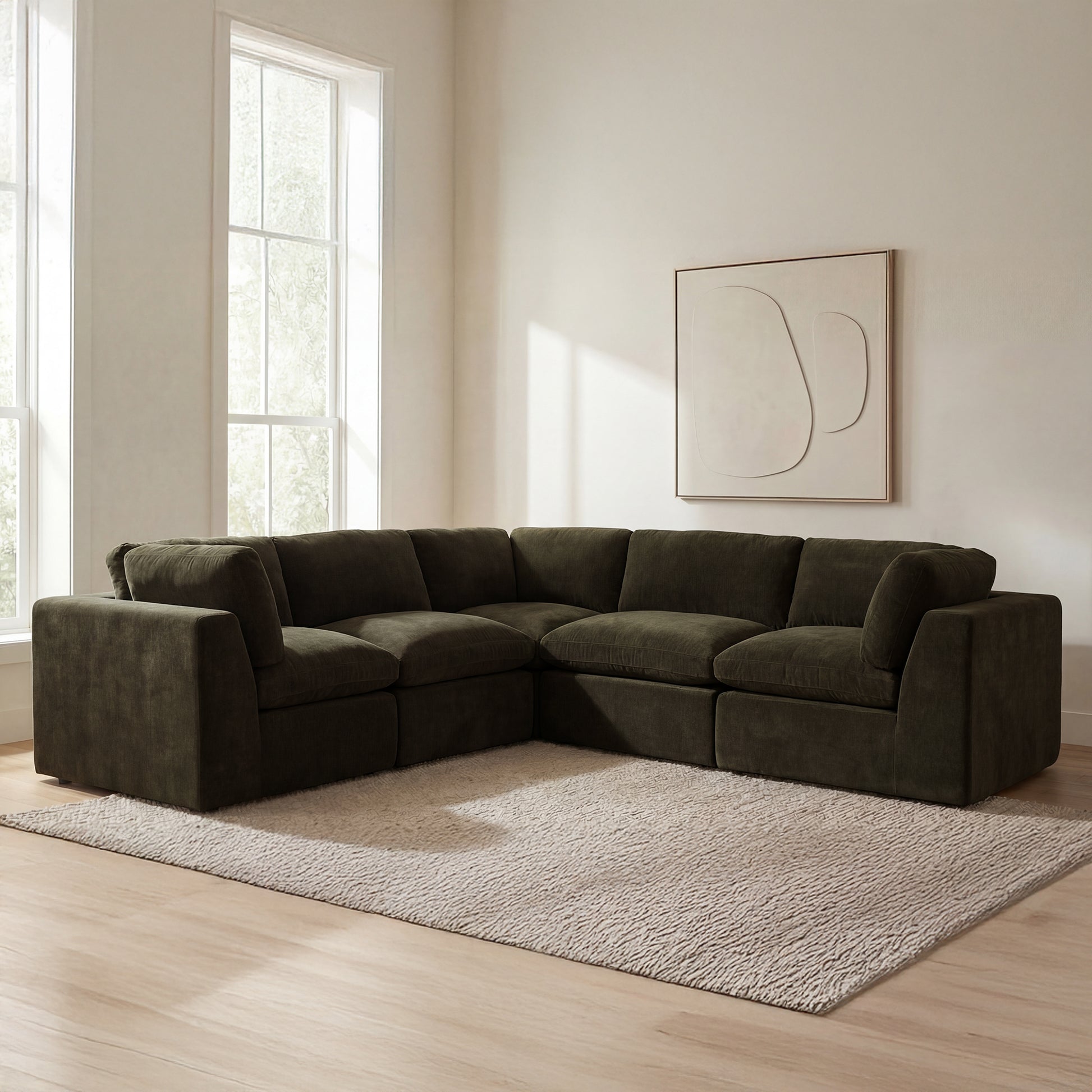 Cates Classic L Modular Sectional Dark Green by Moe's Home Collection - view 2