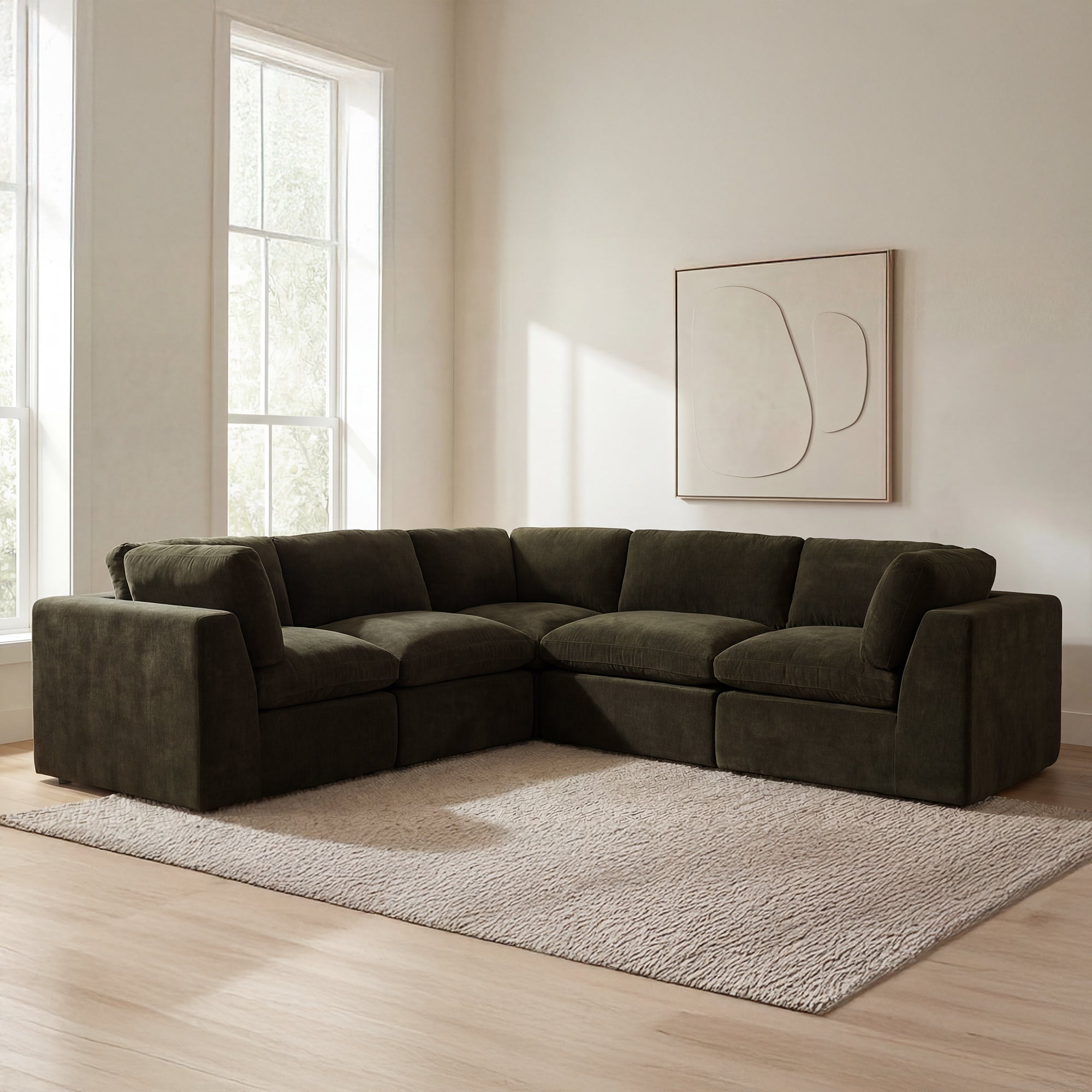 Cates Classic L Modular Sectional Dark Green by Moe's Home Collection - view 2
