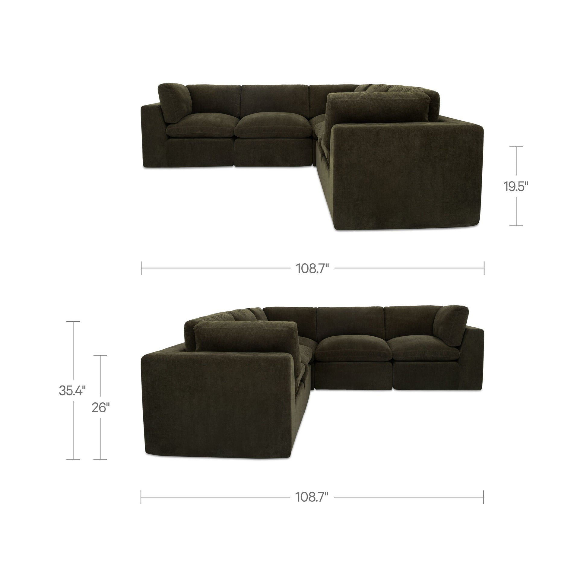 Cates Classic L Modular Sectional Dark Green by Moe's Home Collection - view 5