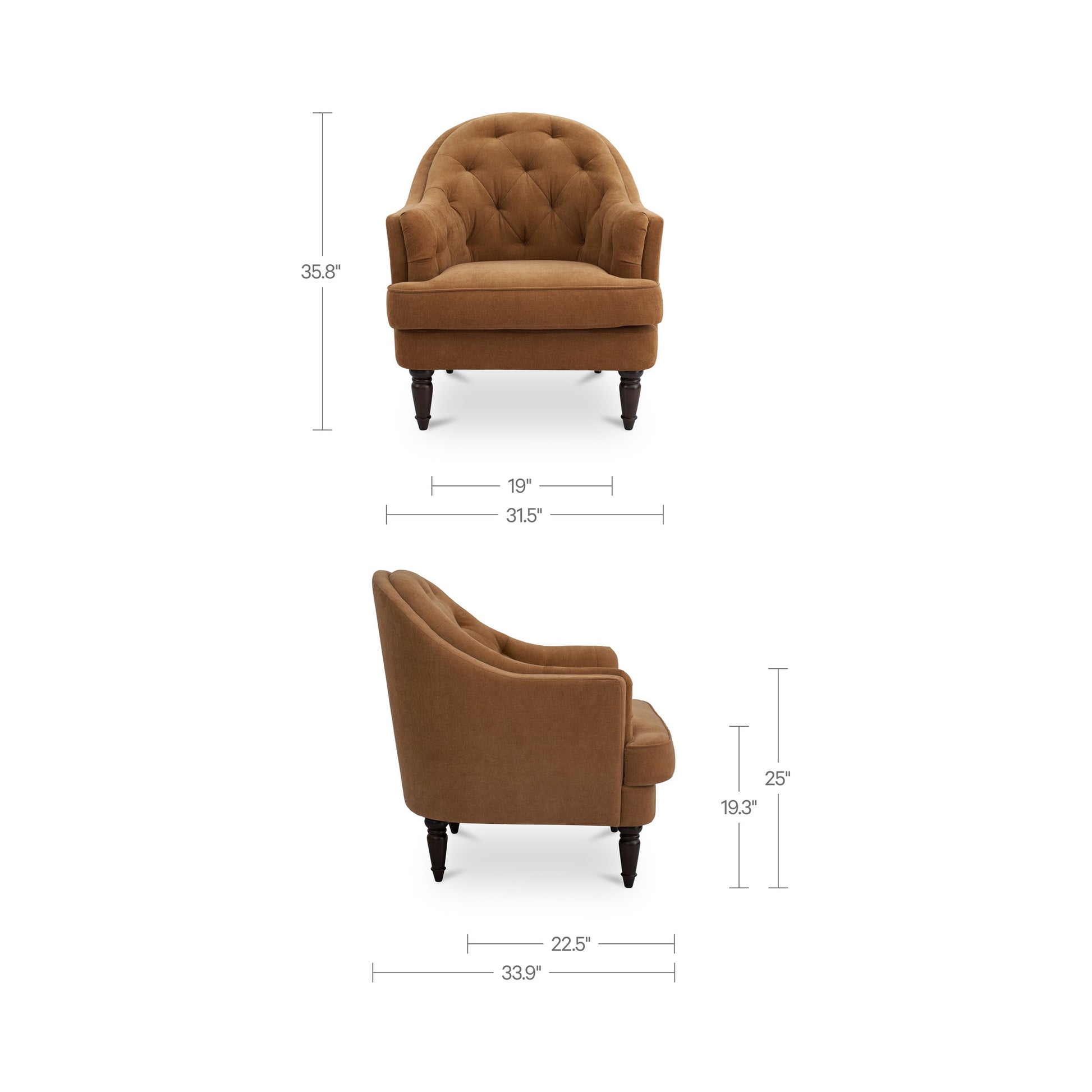 Pandora Accent Chair Ginger by Moe's Home Collection - view 3
