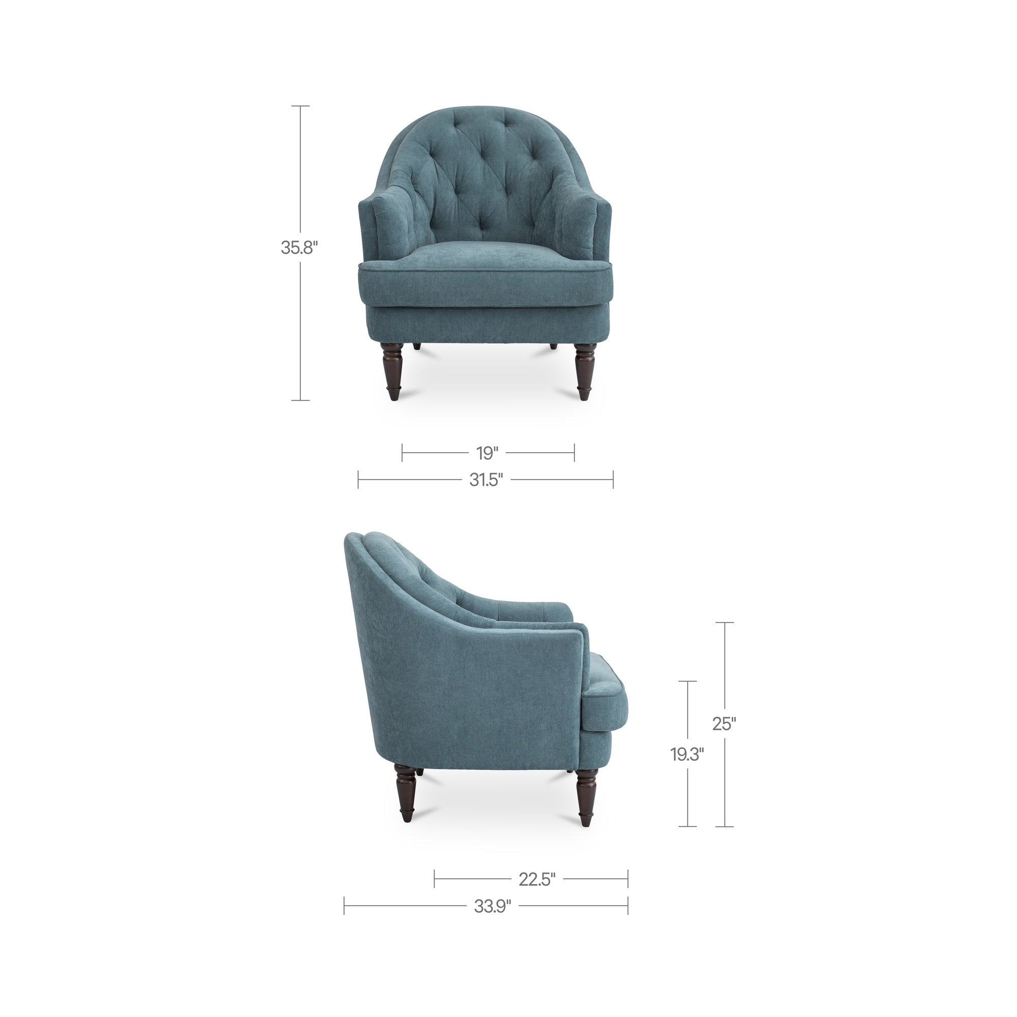 Pandora Accent Chair Light Blue by Moe's Home Collection - view 3