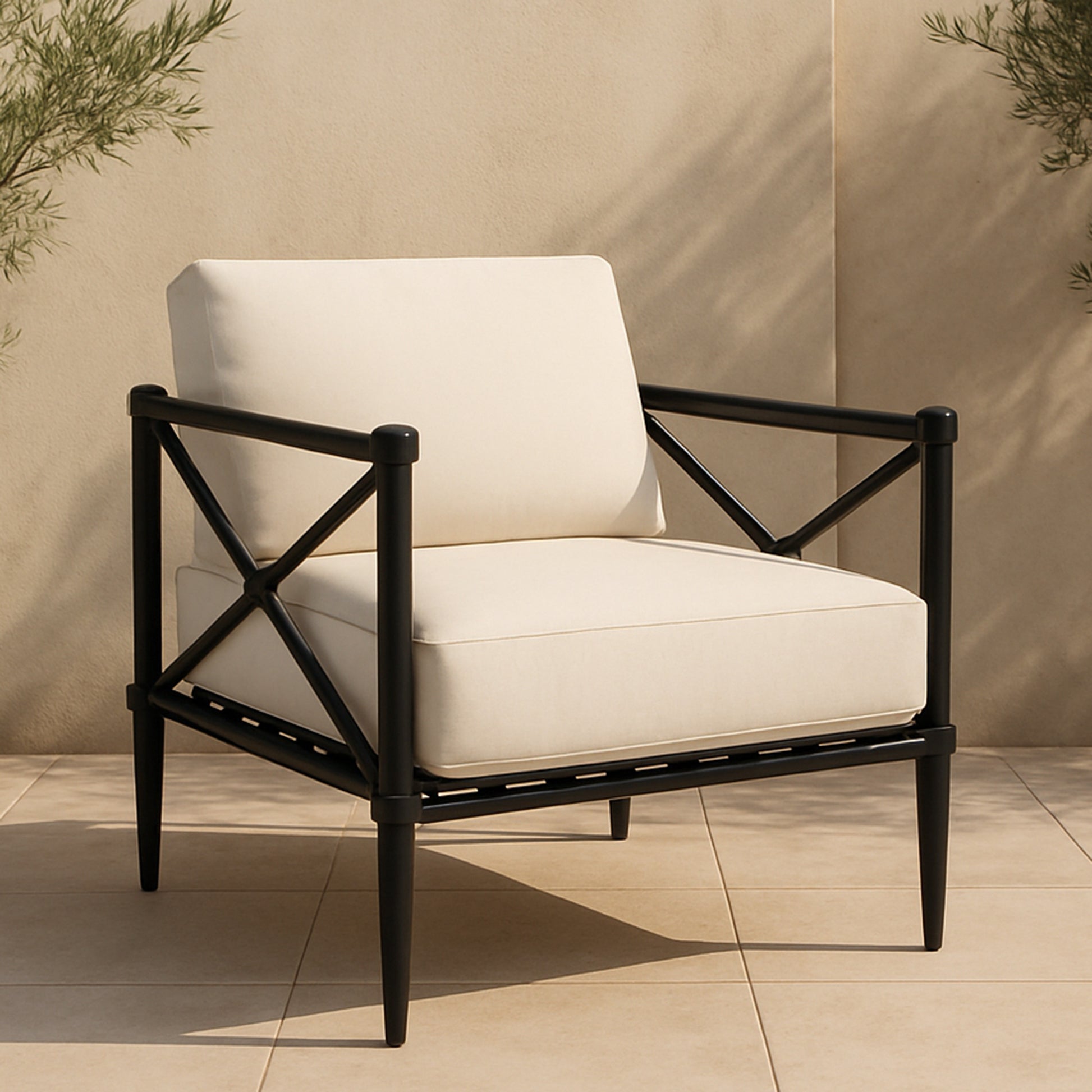 Willow Outdoor Accent Chair Cream by Moe's Home Collection - view 2