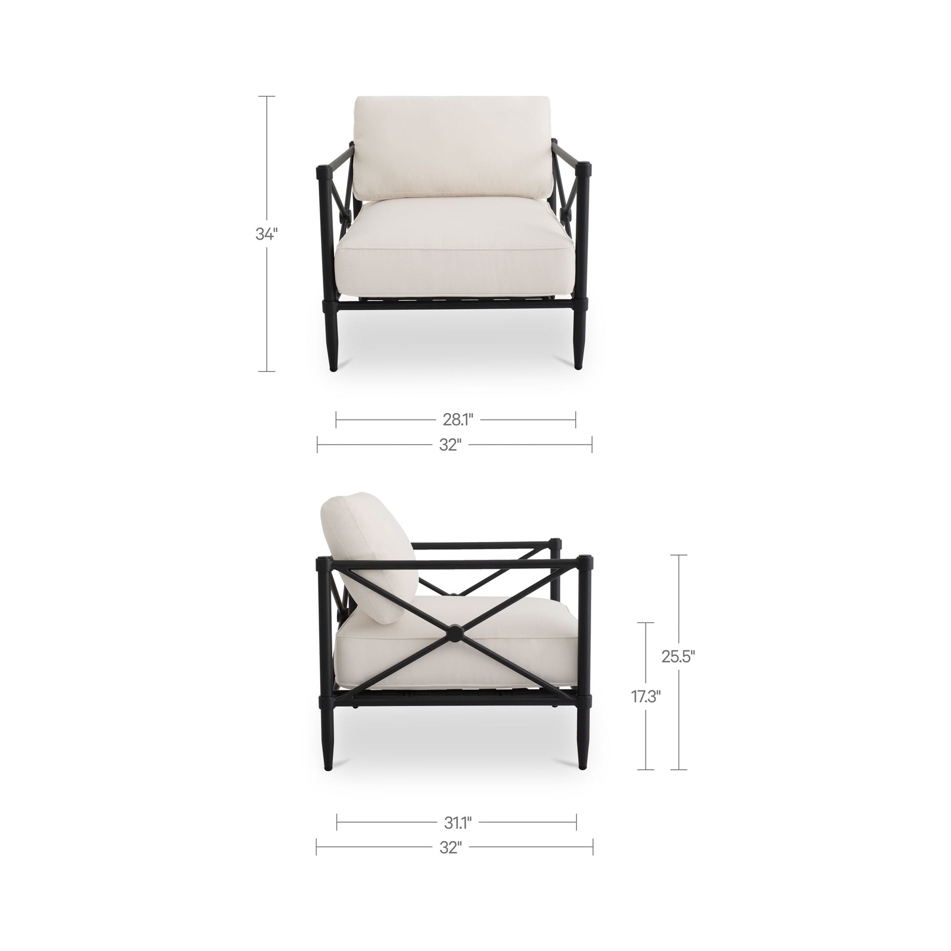 Willow Outdoor Accent Chair Cream by Moe's Home Collection - view 3